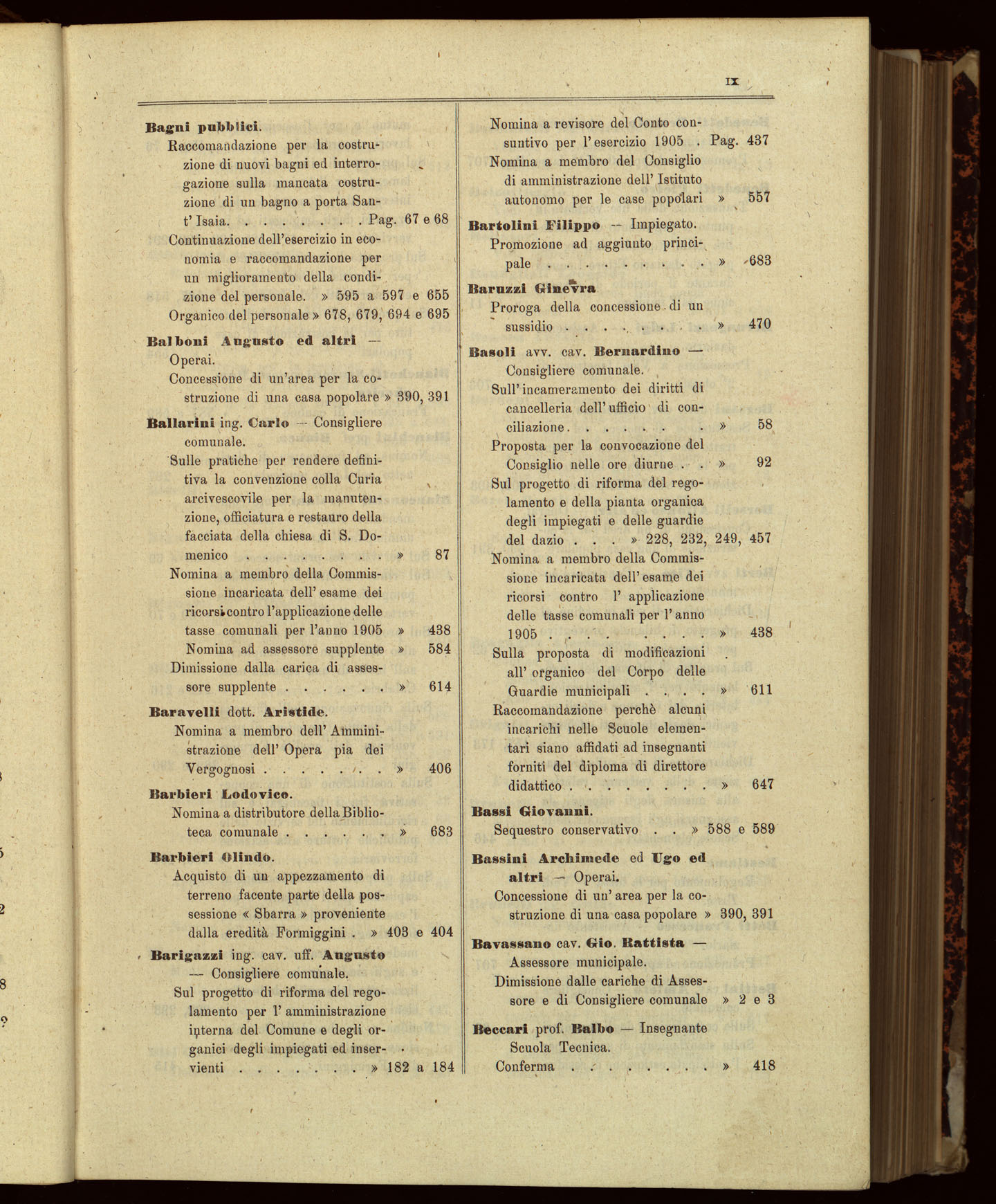 Indice volume 13.11.1905 - 11.6.1906