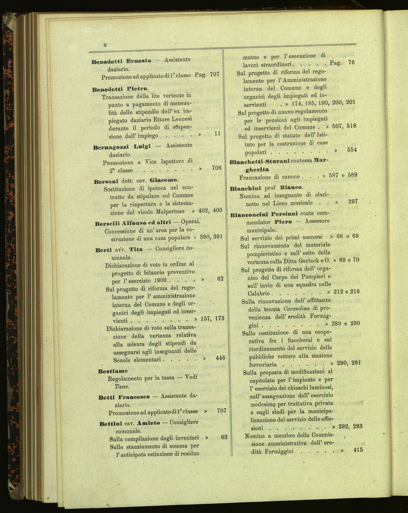 Indice volume 13.11.1905 - 11.6.1906