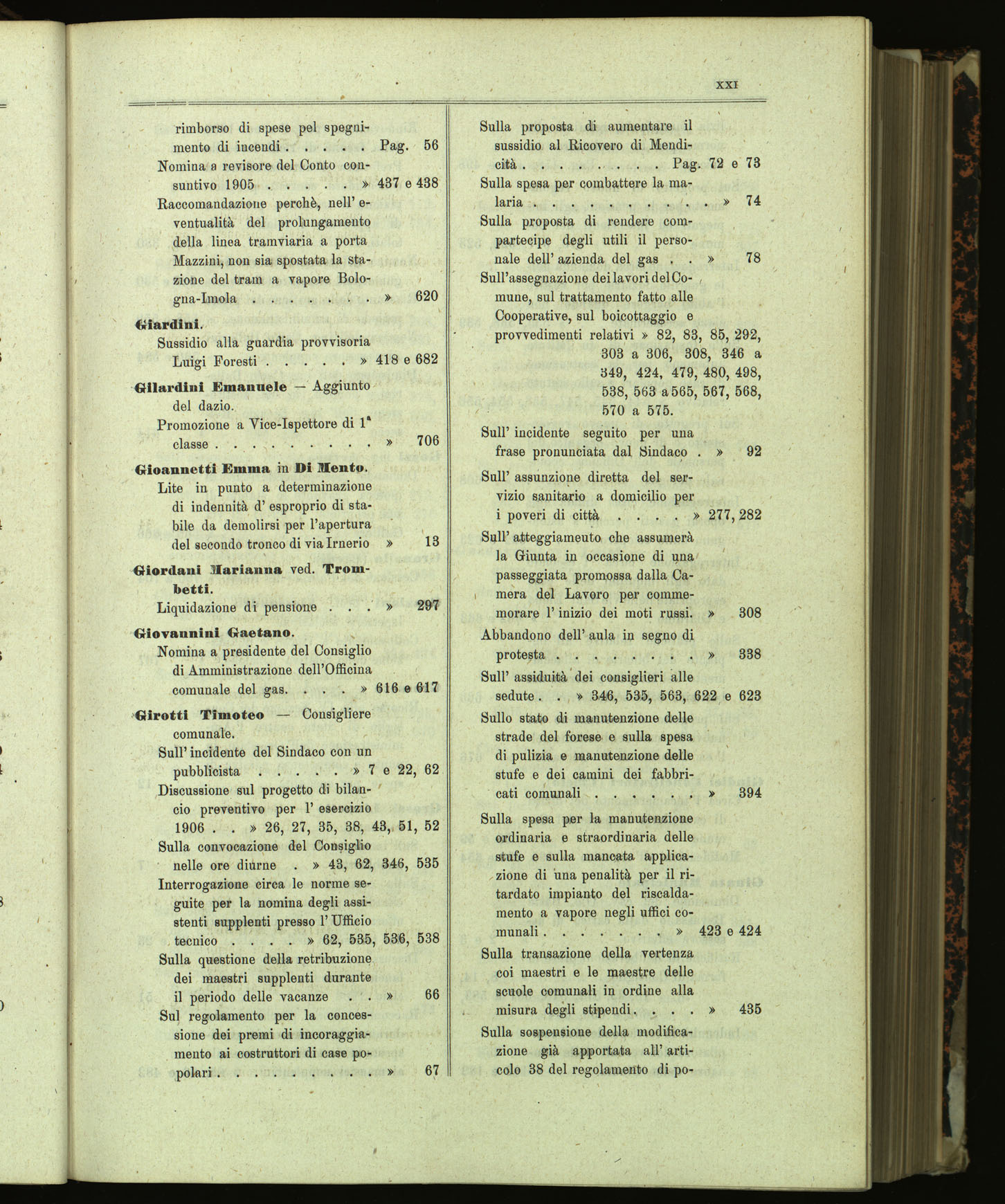 Indice volume 13.11.1905 - 11.6.1906