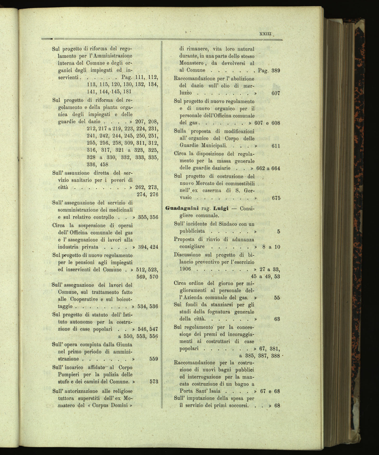 Indice volume 13.11.1905 - 11.6.1906