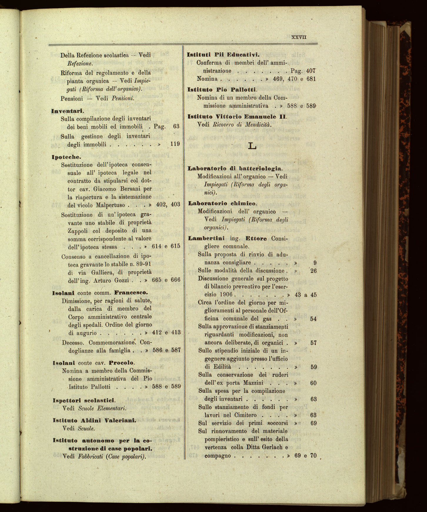 Indice volume 13.11.1905 - 11.6.1906