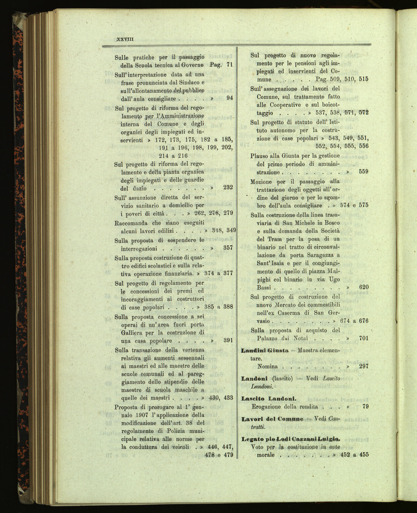 Indice volume 13.11.1905 - 11.6.1906