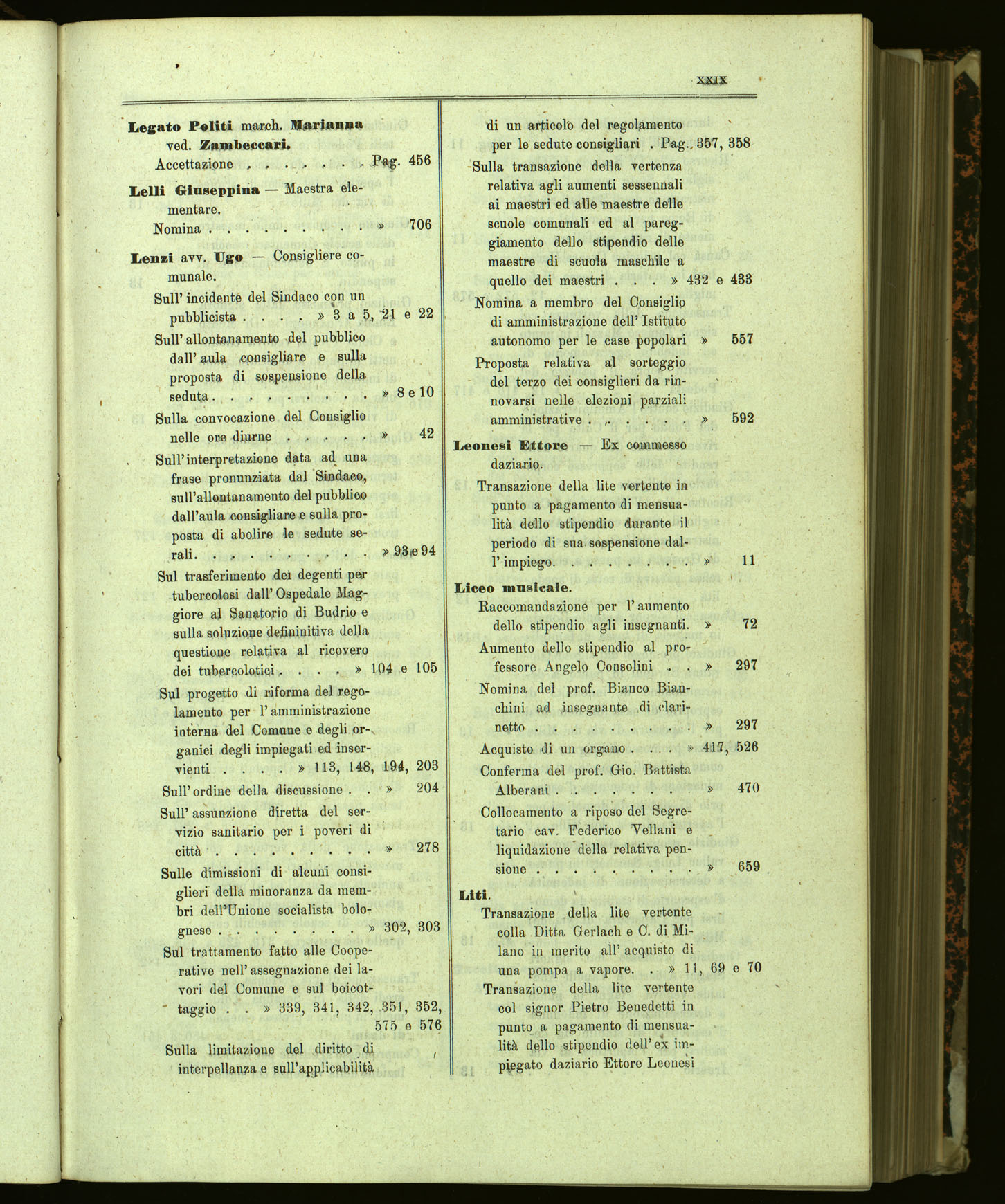 Indice volume 13.11.1905 - 11.6.1906