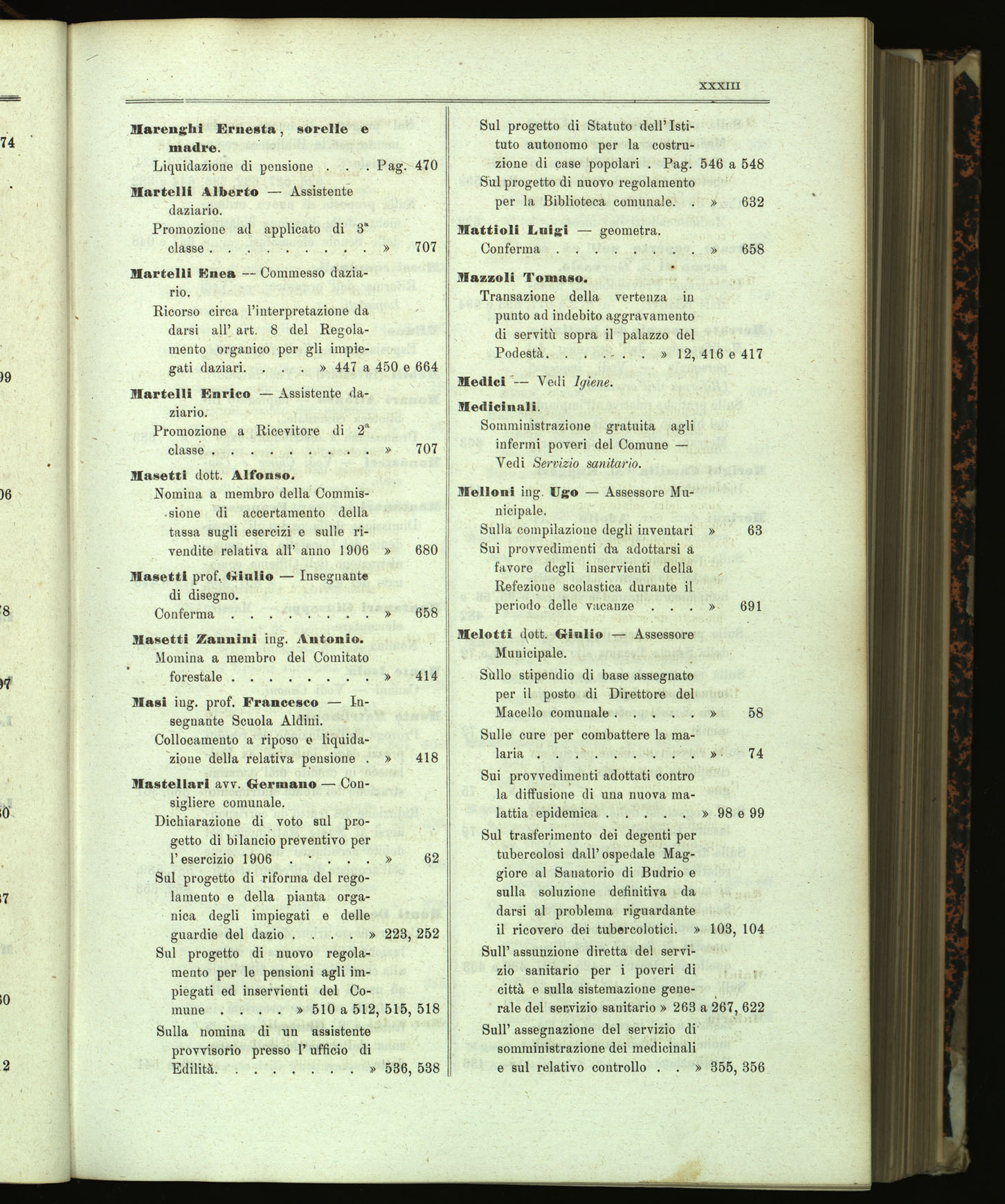 Indice volume 13.11.1905 - 11.6.1906