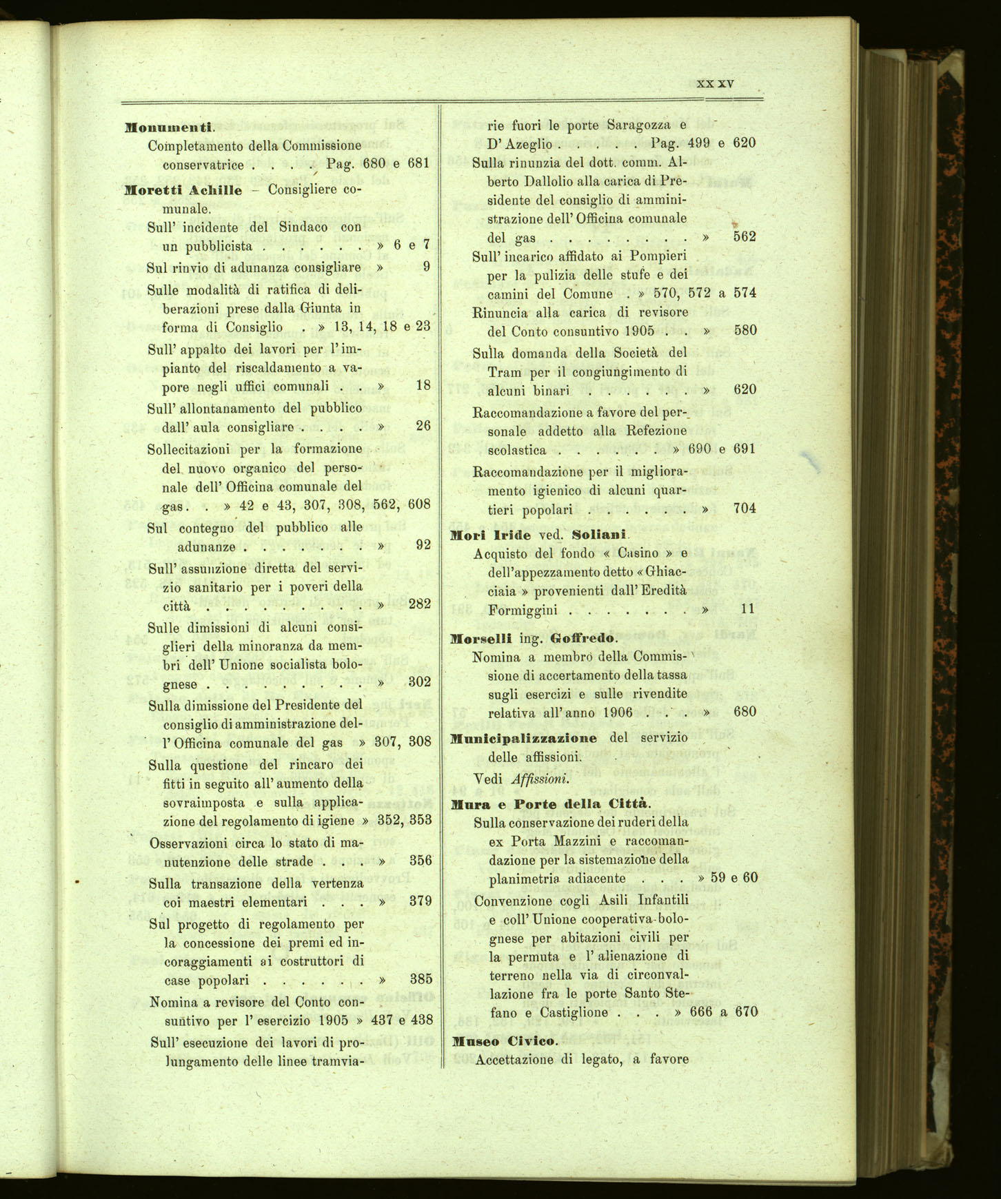 Indice volume 13.11.1905 - 11.6.1906