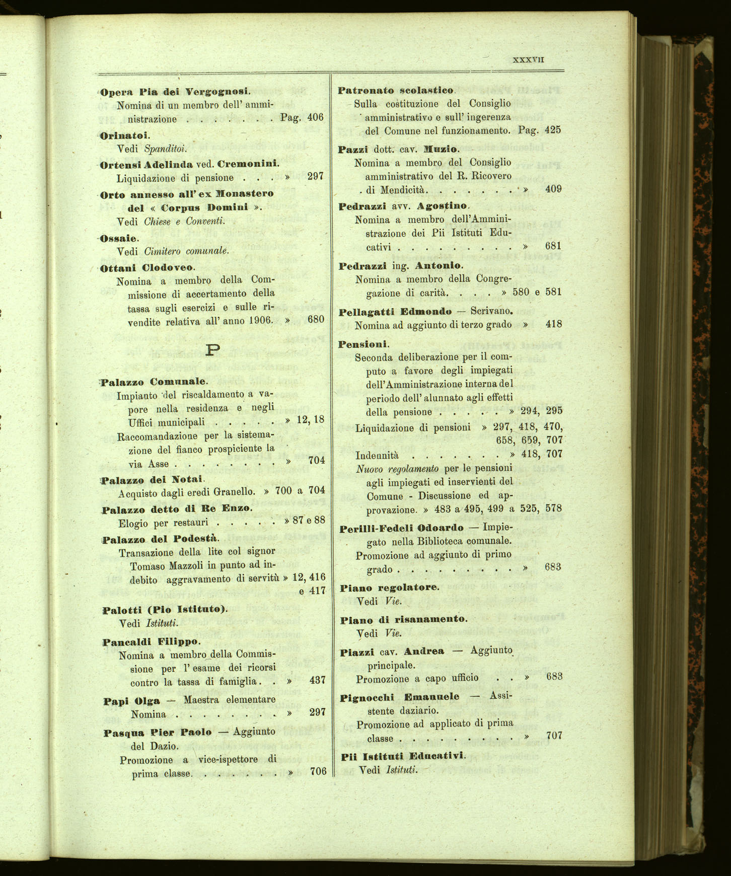 Indice volume 13.11.1905 - 11.6.1906