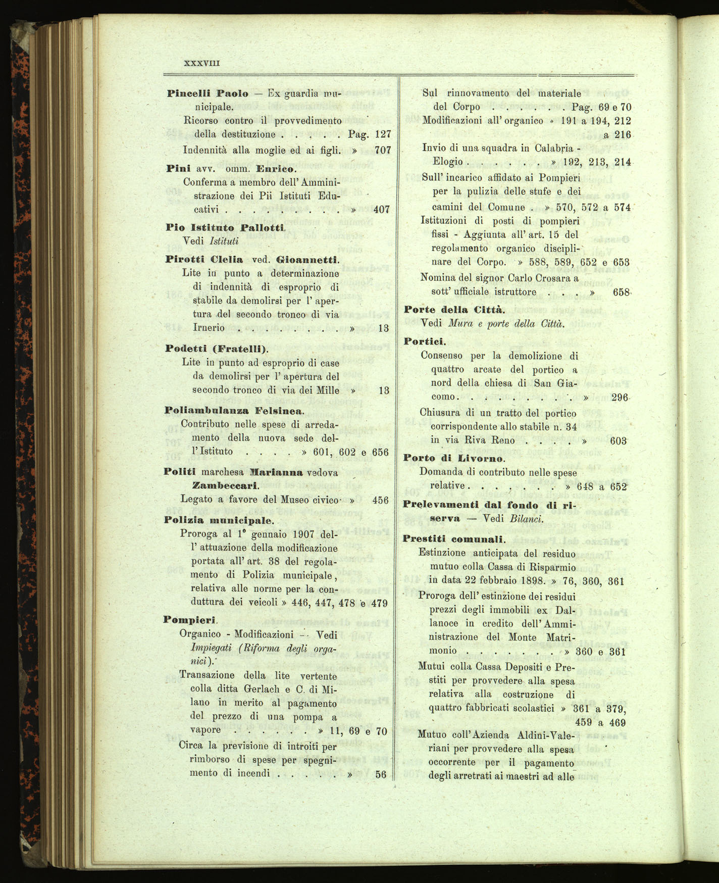 Indice volume 13.11.1905 - 11.6.1906