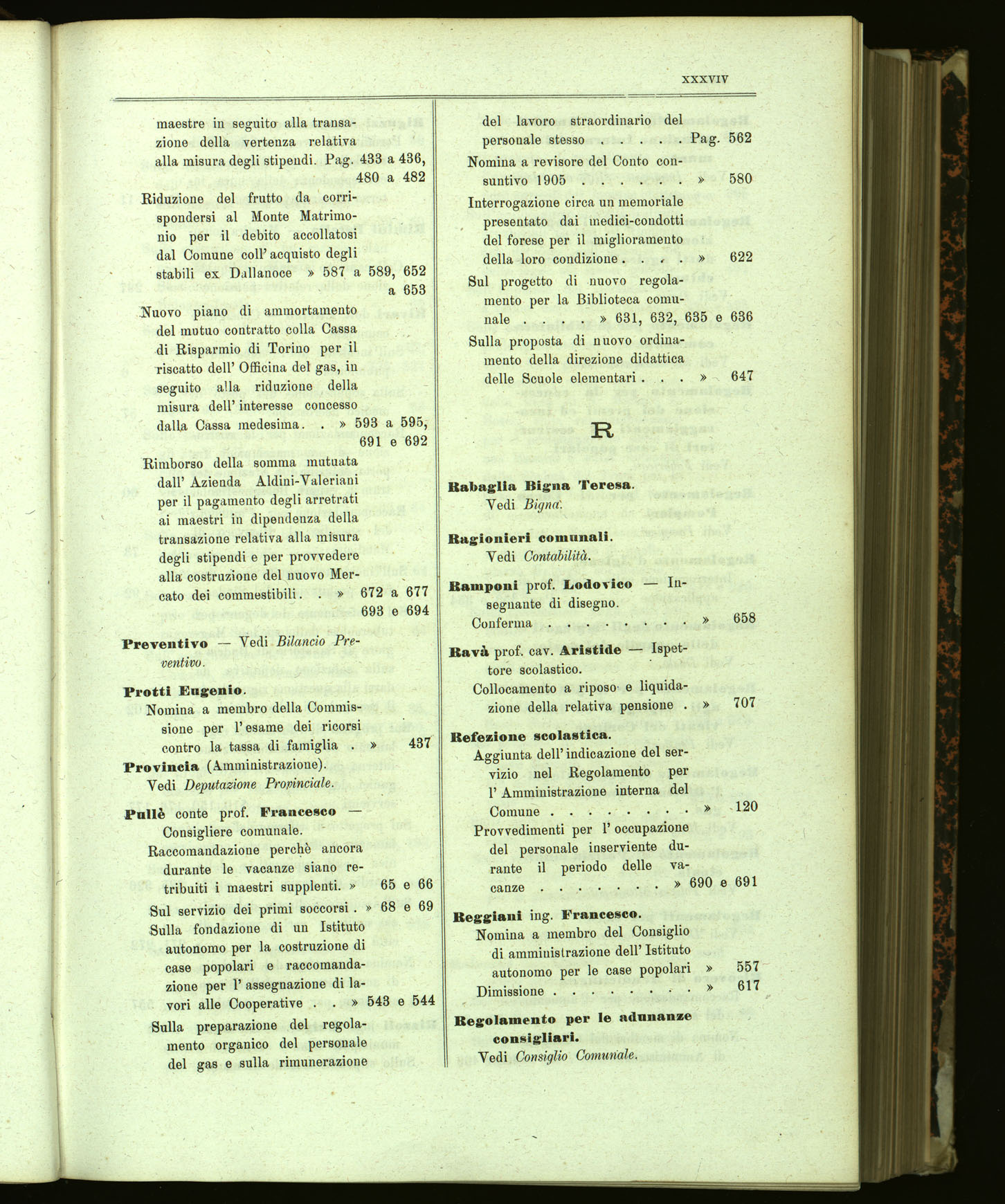 Indice volume 13.11.1905 - 11.6.1906