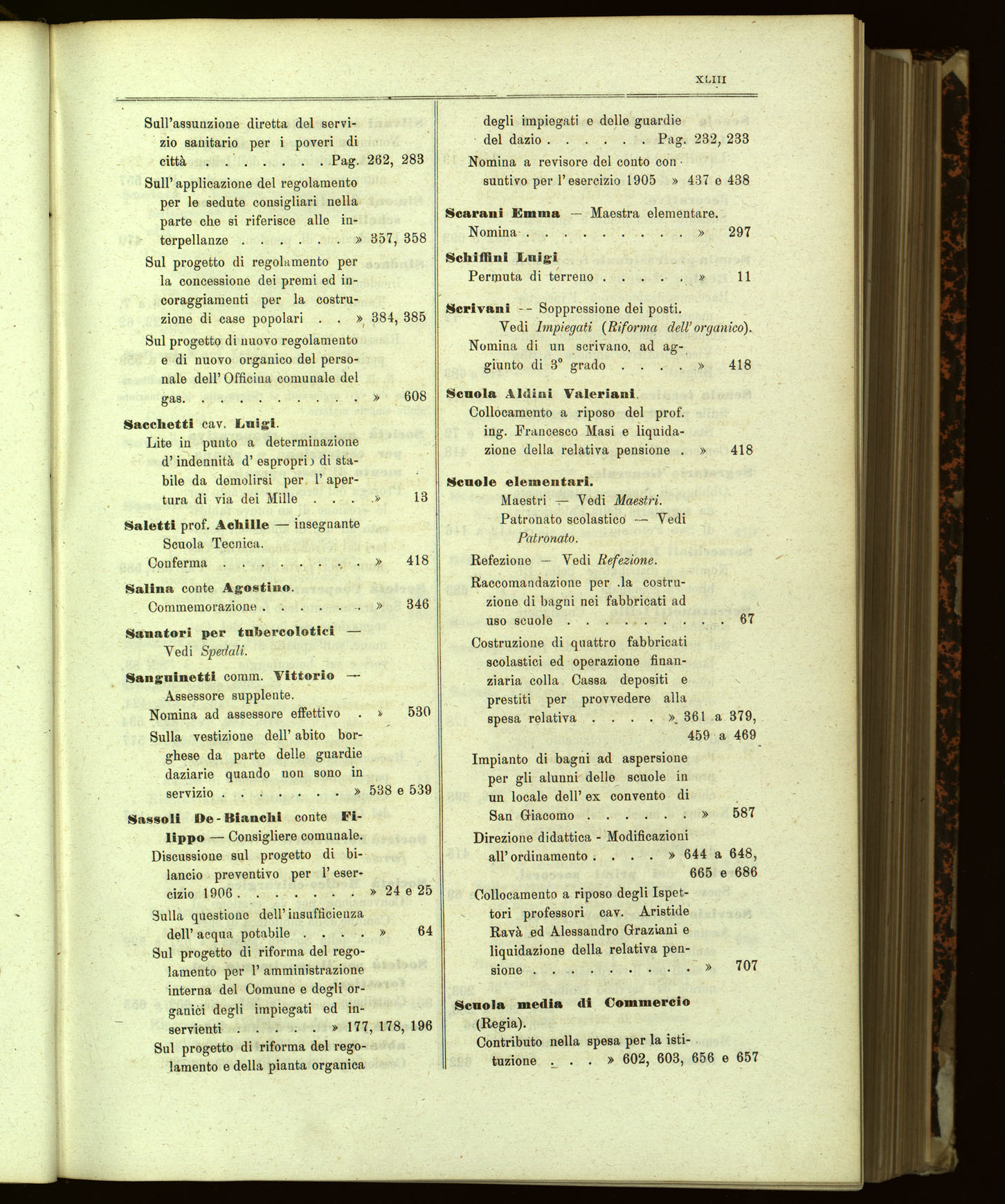 Indice volume 13.11.1905 - 11.6.1906