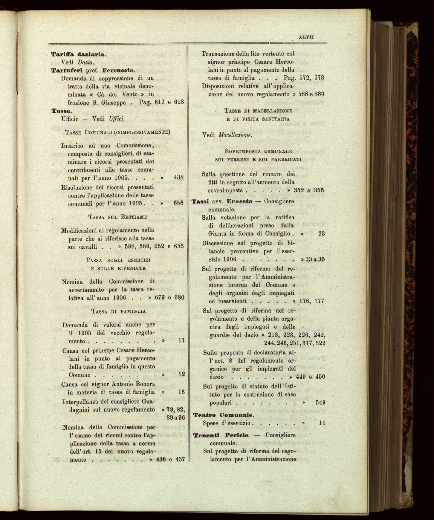 Indice volume 13.11.1905 - 11.6.1906