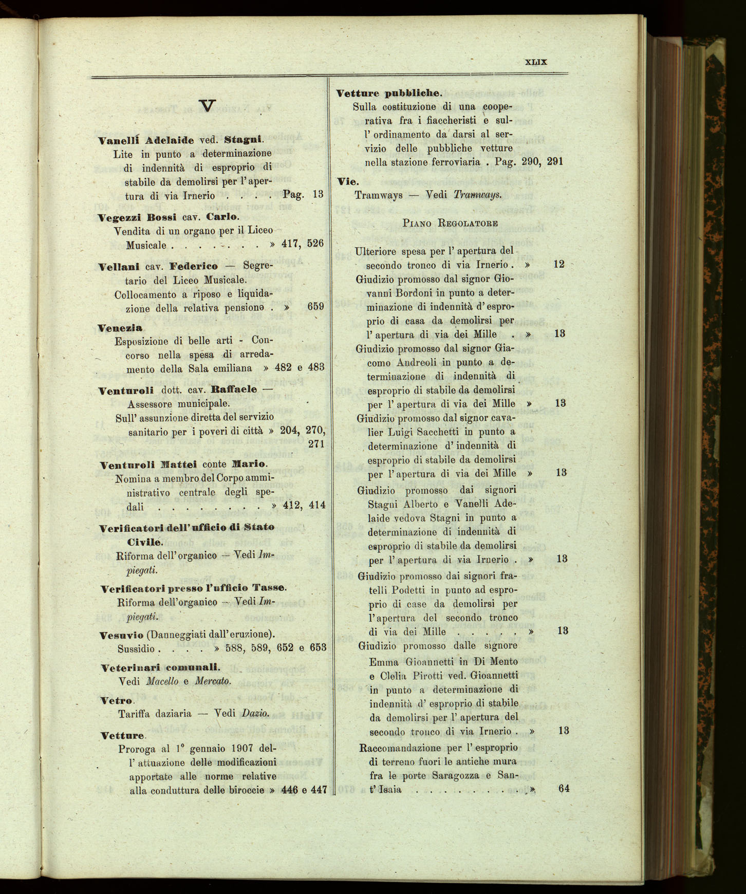 Indice volume 13.11.1905 - 11.6.1906