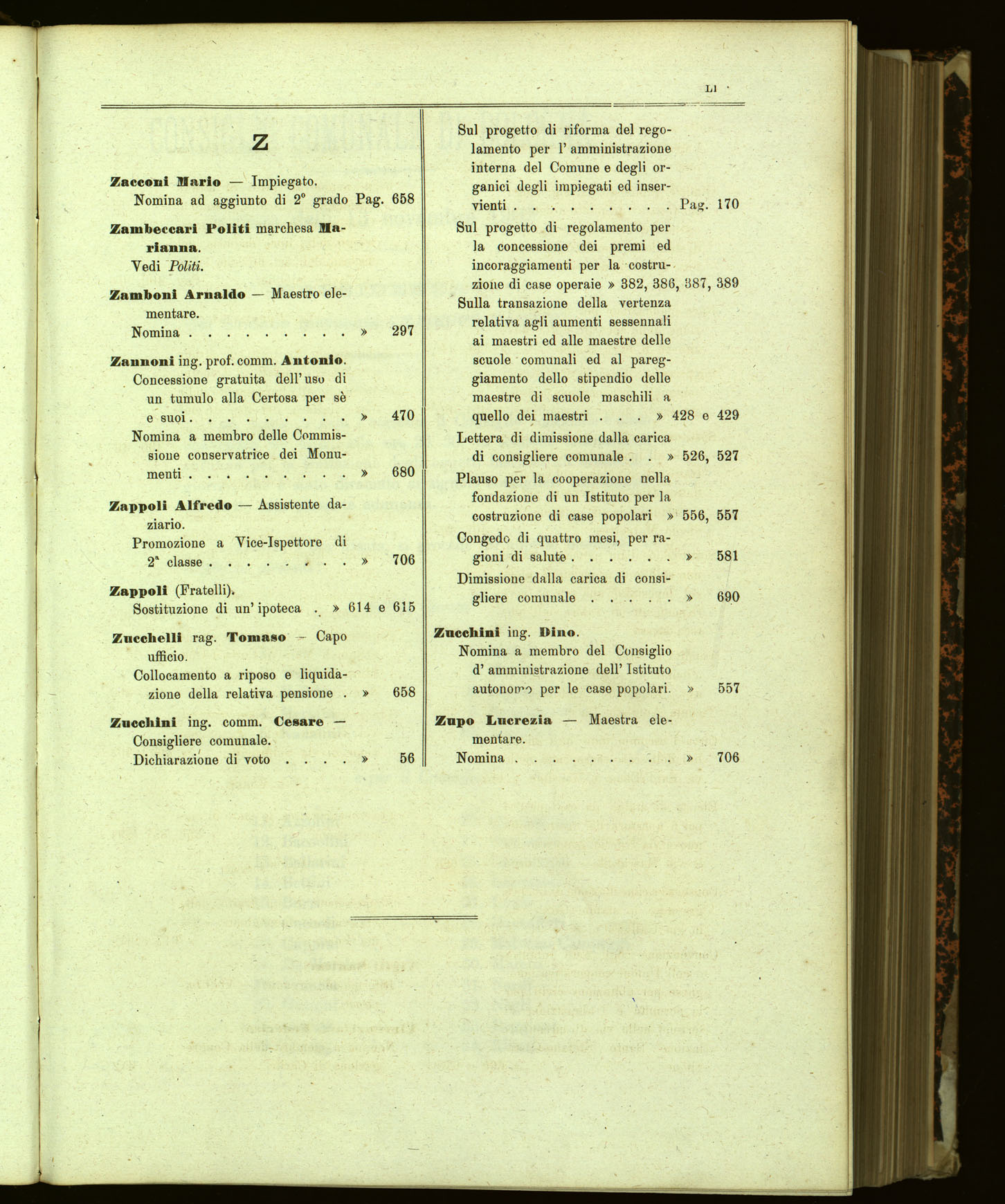 Indice volume 13.11.1905 - 11.6.1906