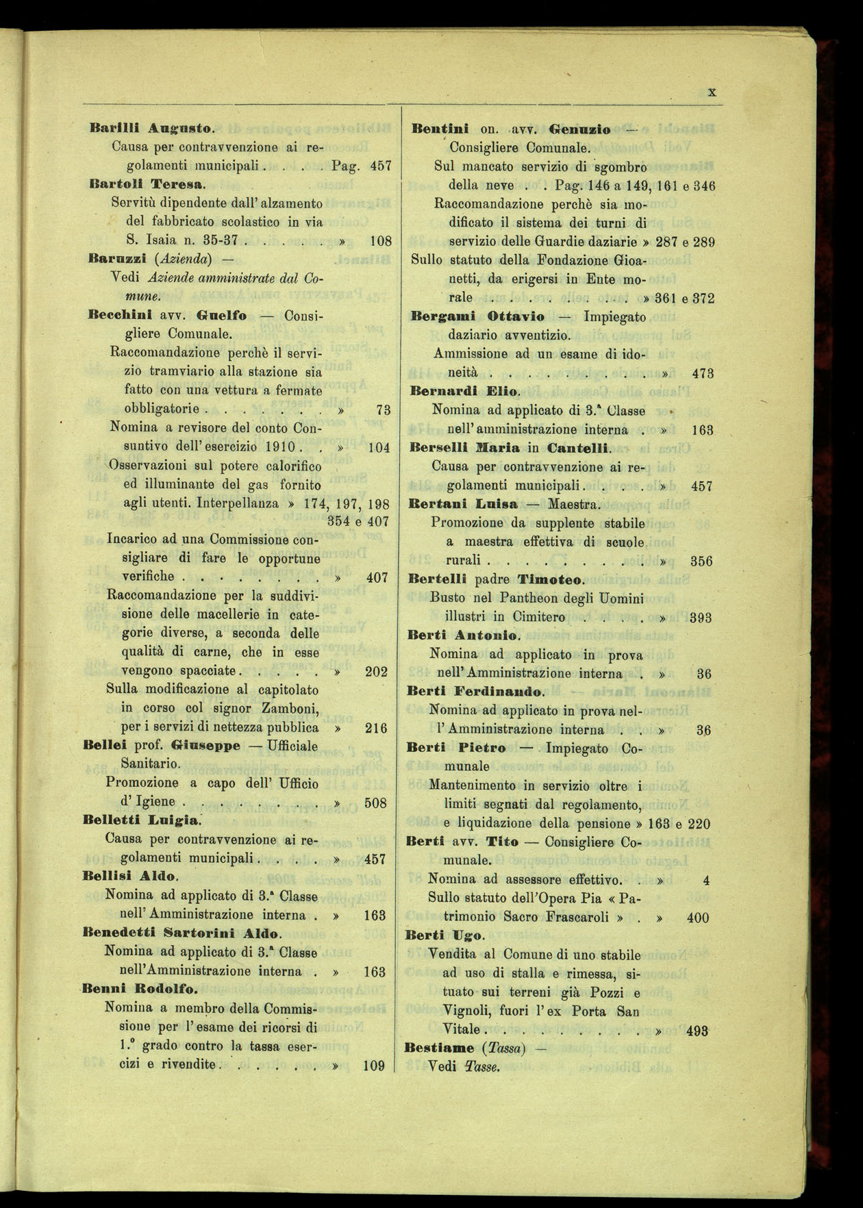 Indice volume 13.7.1910 - 19.5.1911