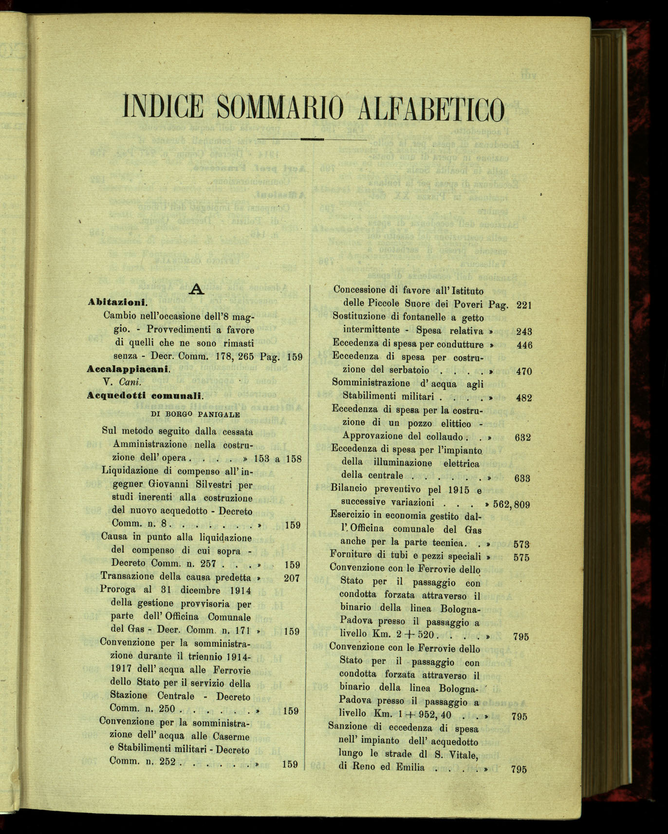 Indice volume 15.7.1914 - 31.5.1915