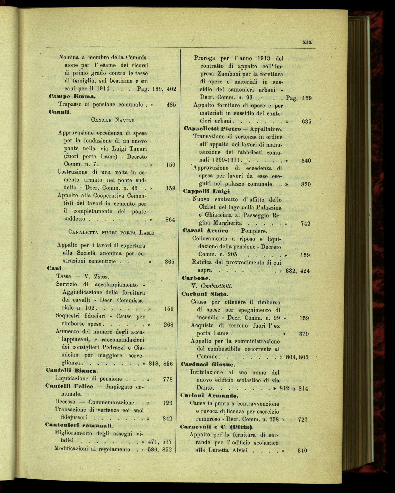 Indice volume 15.7.1914 - 31.5.1915