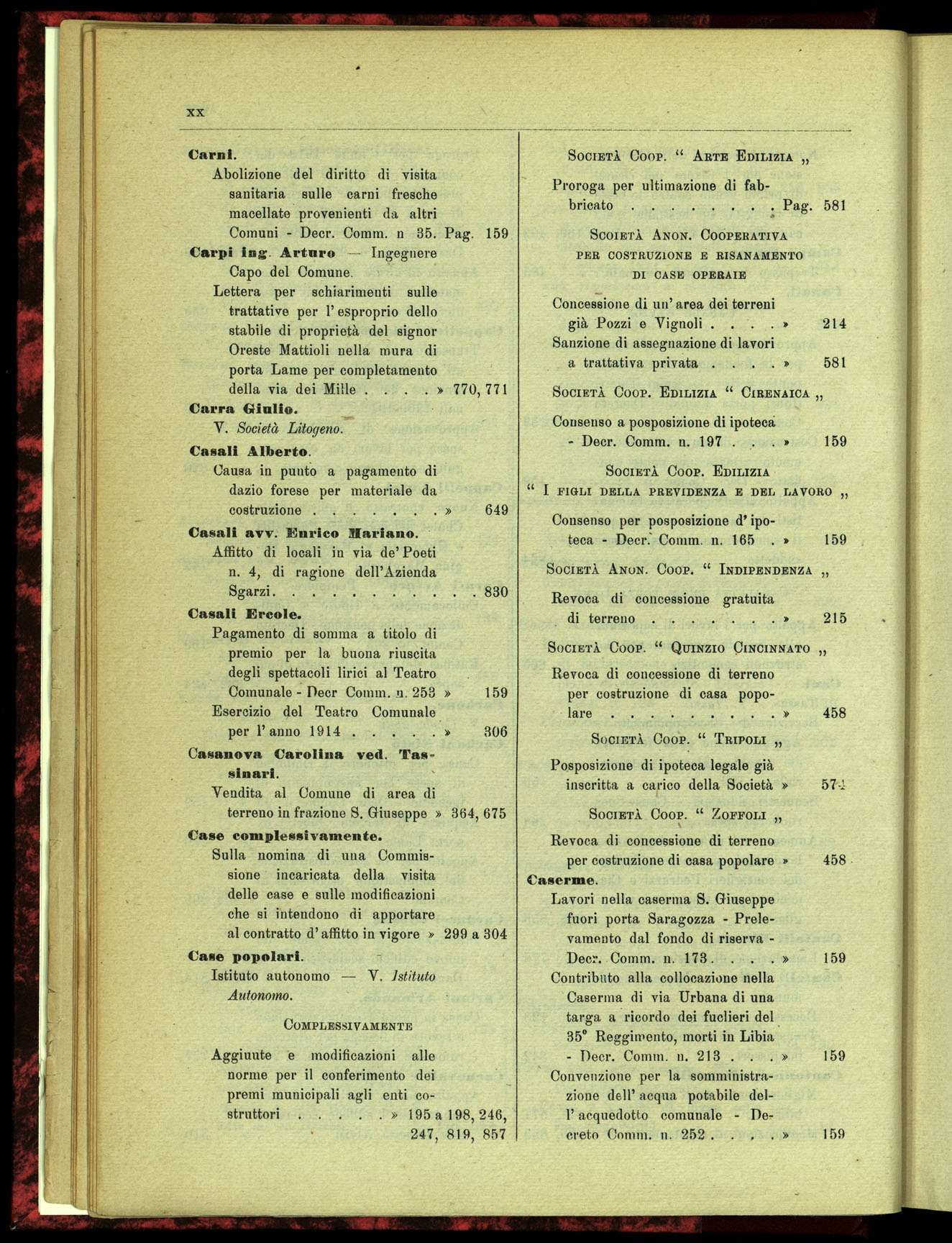 Indice volume 15.7.1914 - 31.5.1915