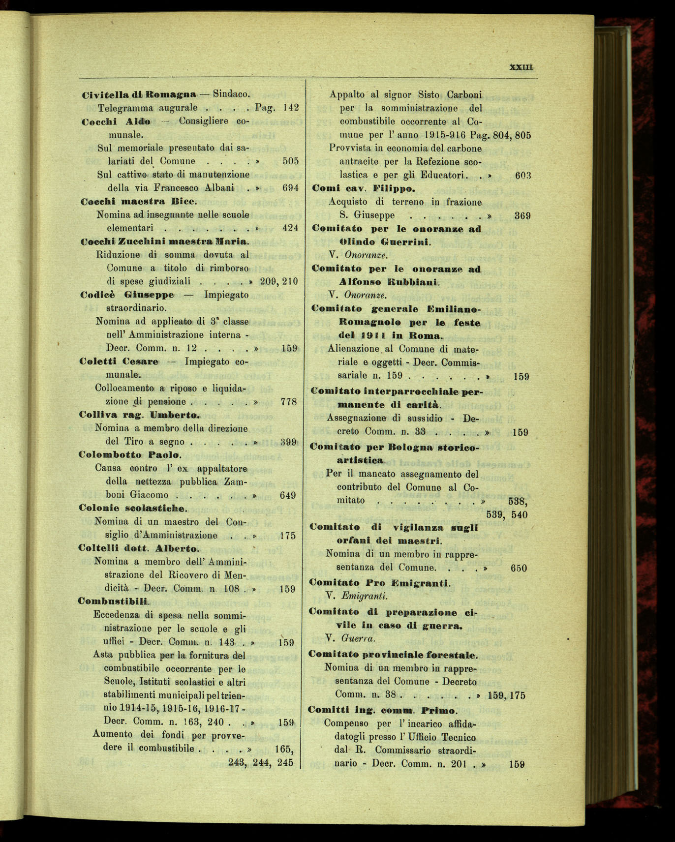 Indice volume 15.7.1914 - 31.5.1915