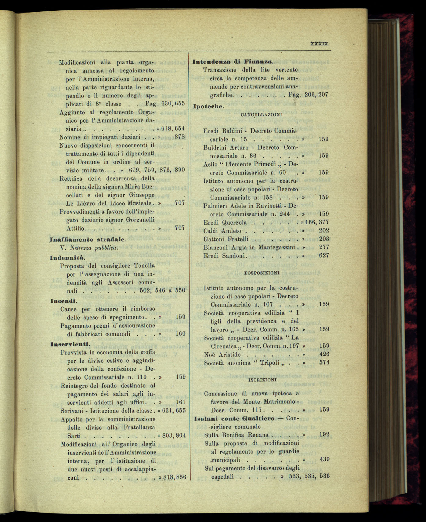 Indice volume 15.7.1914 - 31.5.1915