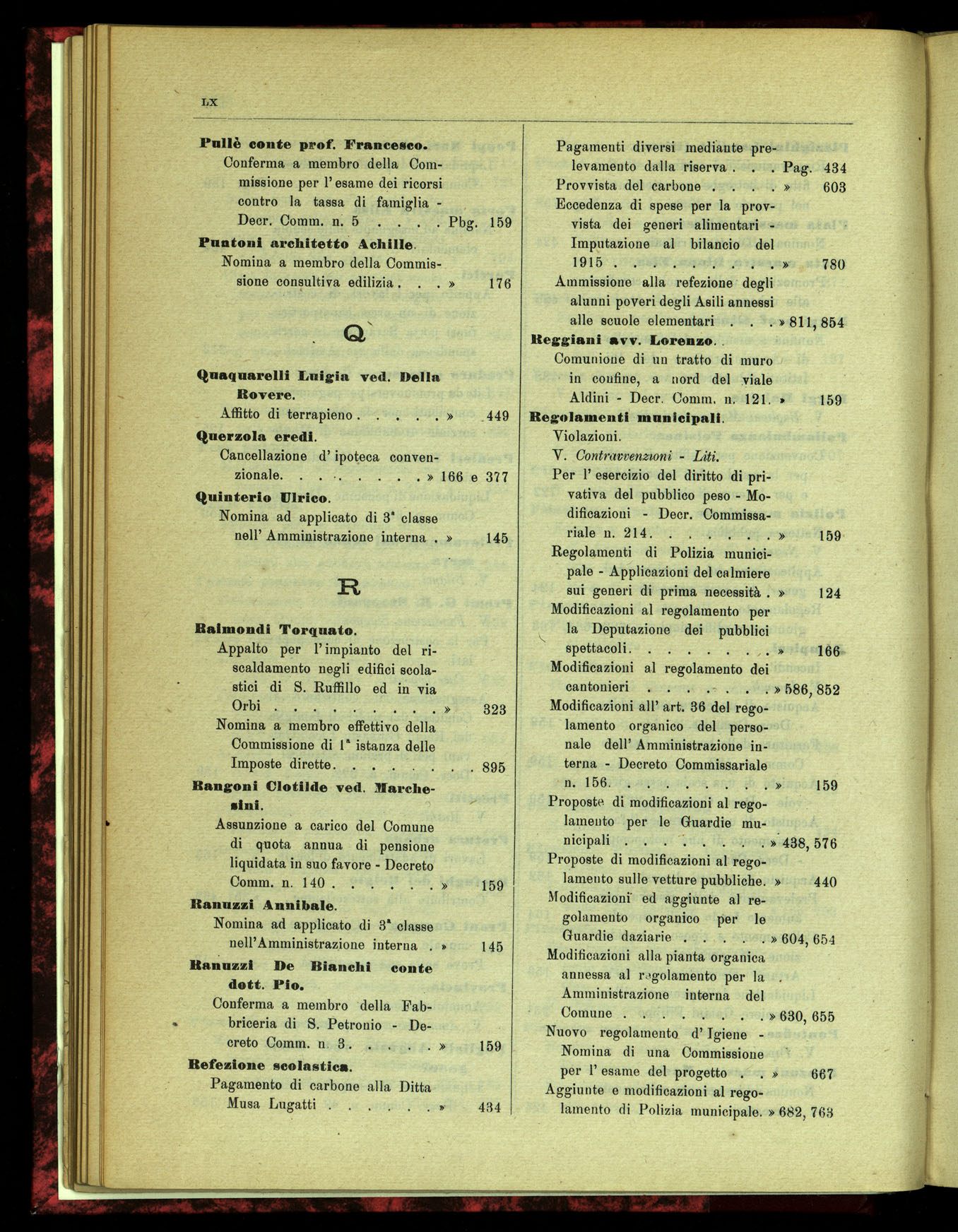 Indice volume 15.7.1914 - 31.5.1915