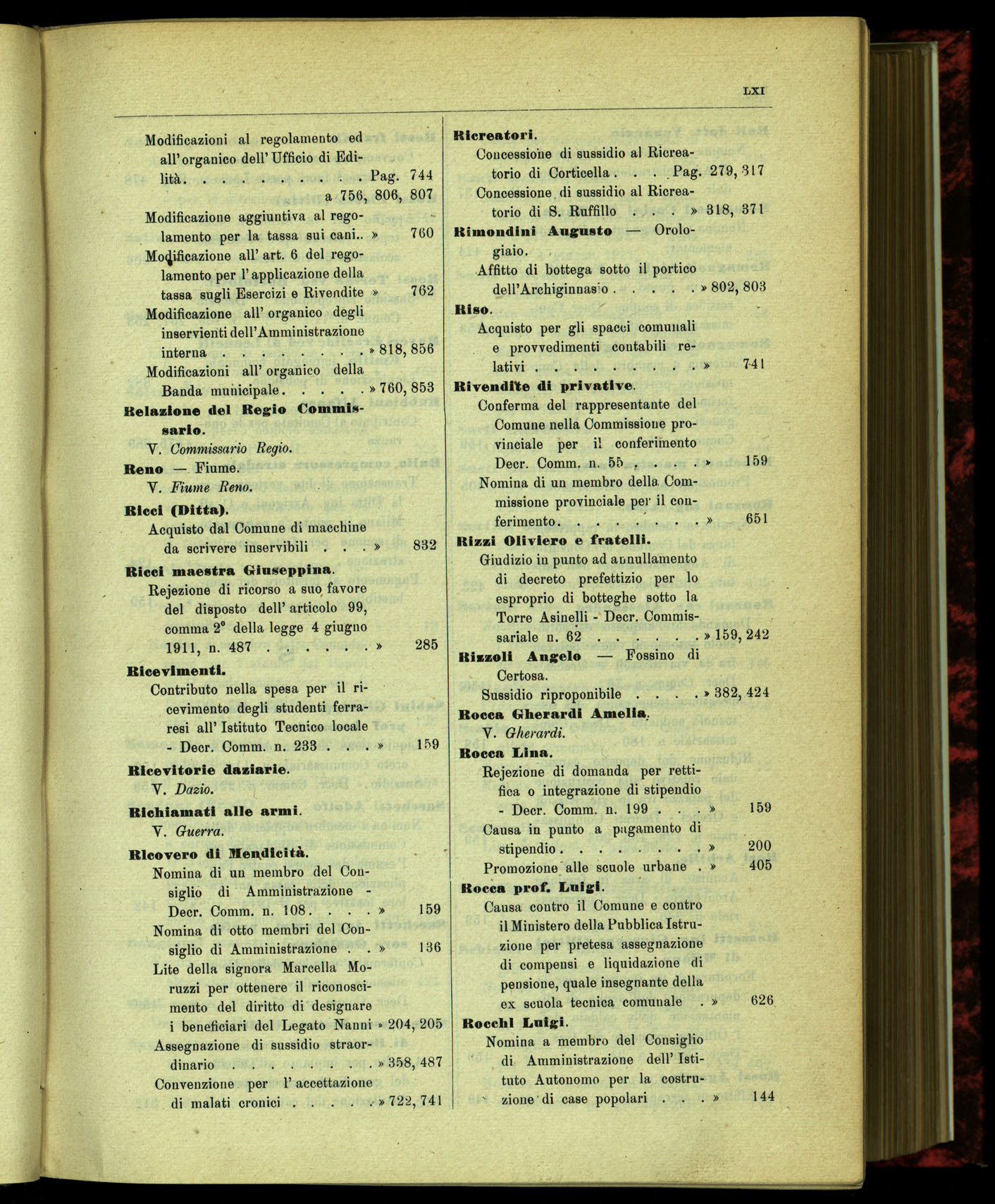 Indice volume 15.7.1914 - 31.5.1915
