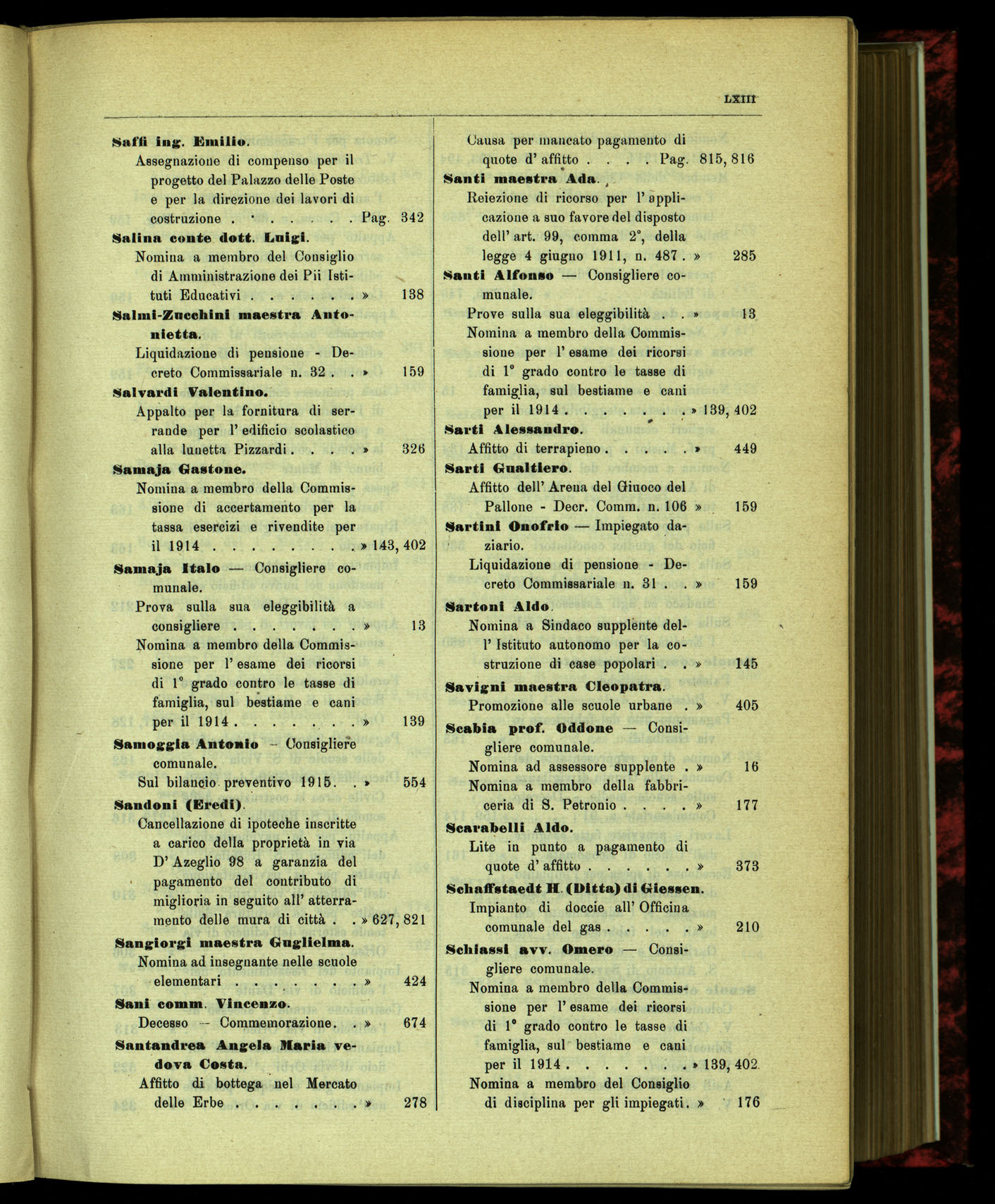 Indice volume 15.7.1914 - 31.5.1915