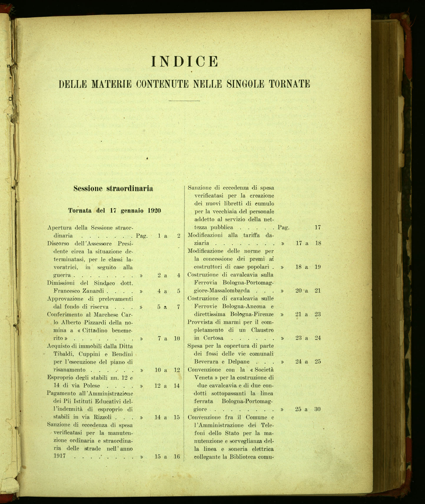 Indice volume 17.1.1920 - 21.11.1920