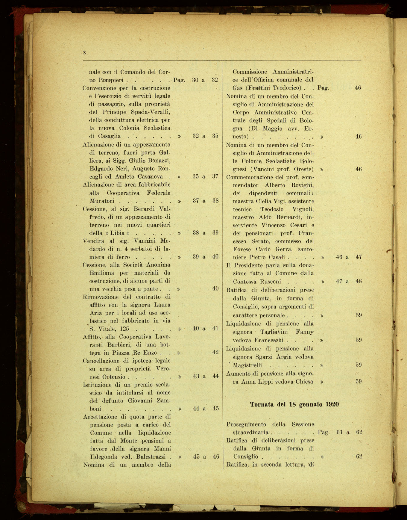 Indice volume 17.1.1920 - 21.11.1920