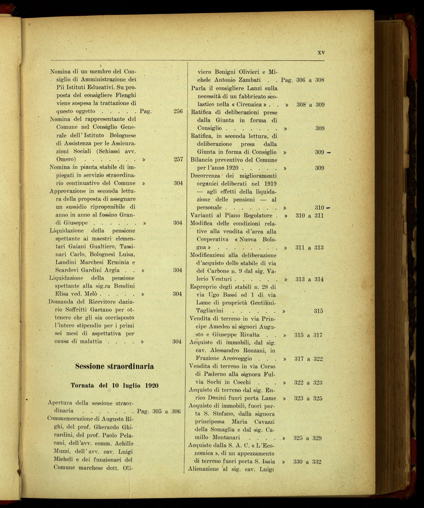 Indice volume 17.1.1920 - 21.11.1920