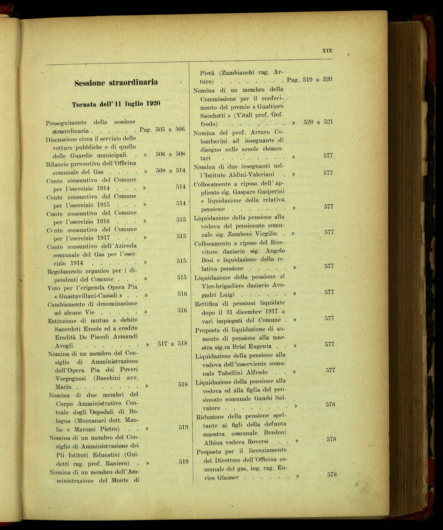 Indice volume 17.1.1920 - 21.11.1920