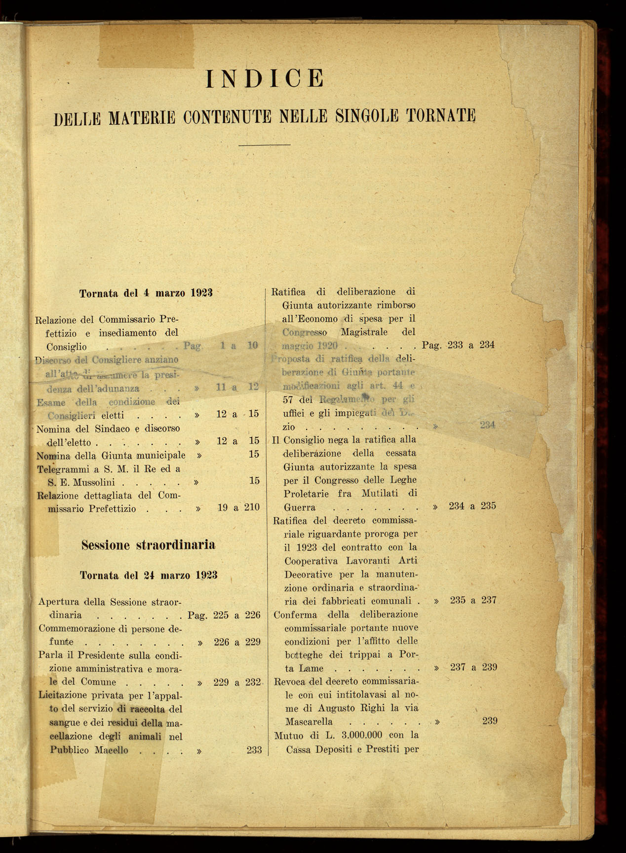 Indice volume 4.3.1923 - 5.12.1923
