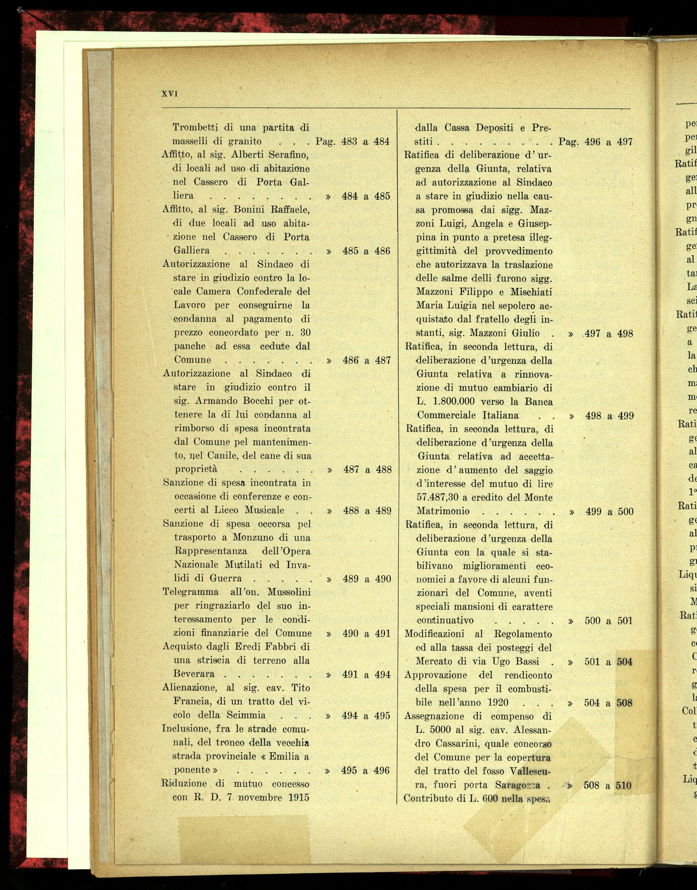 Indice volume 4.3.1923 - 5.12.1923