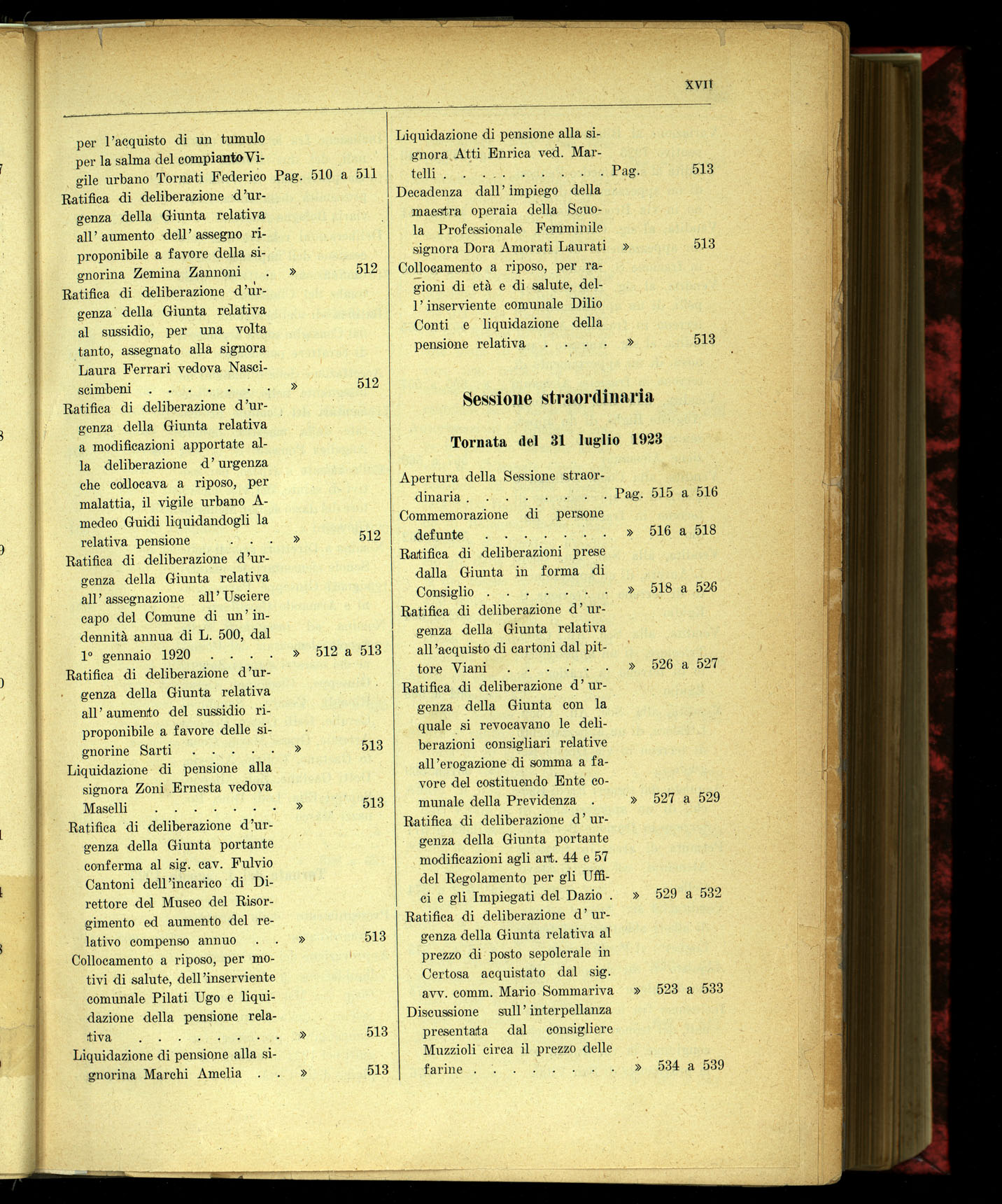 Indice volume 4.3.1923 - 5.12.1923