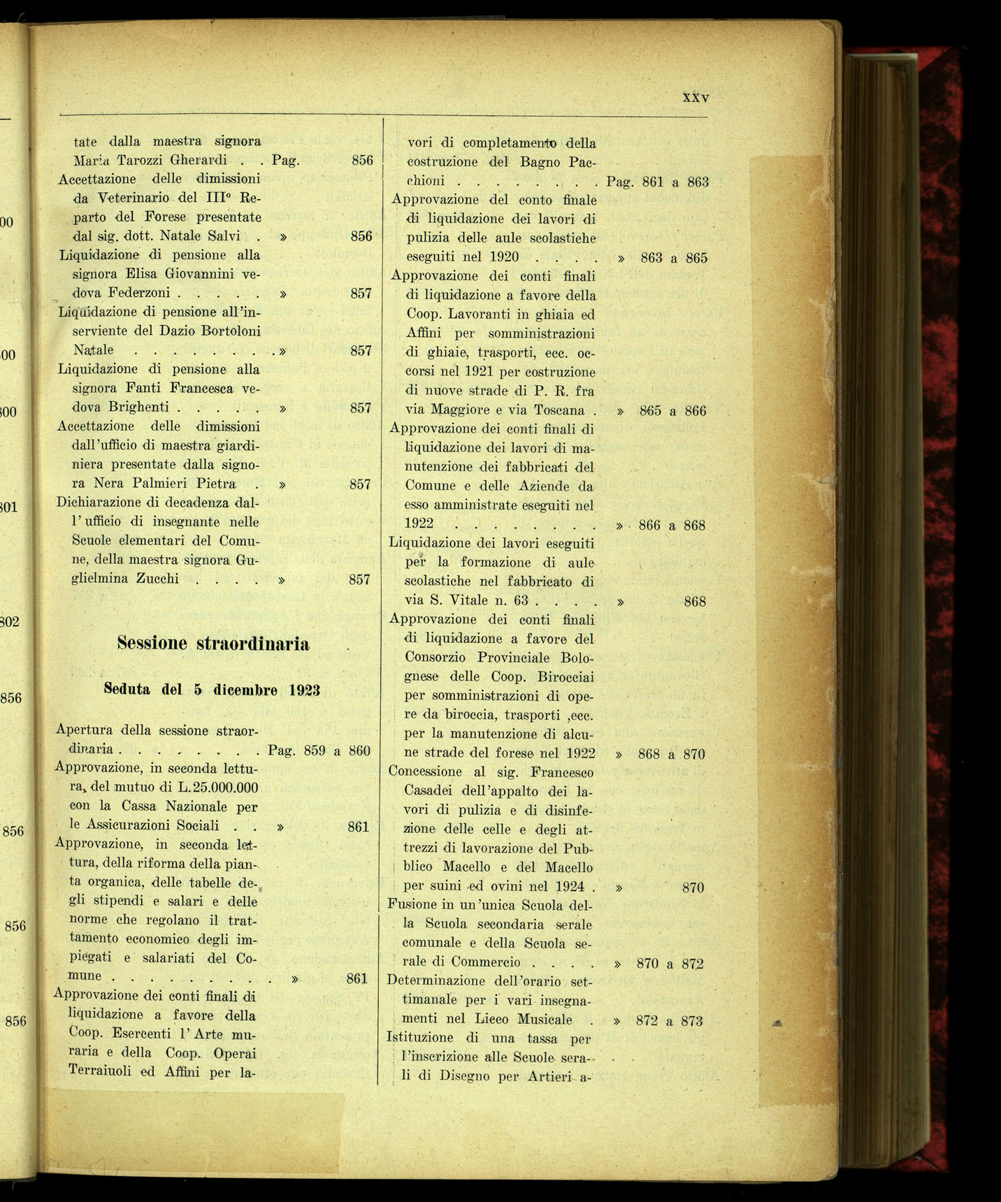 Indice volume 4.3.1923 - 5.12.1923