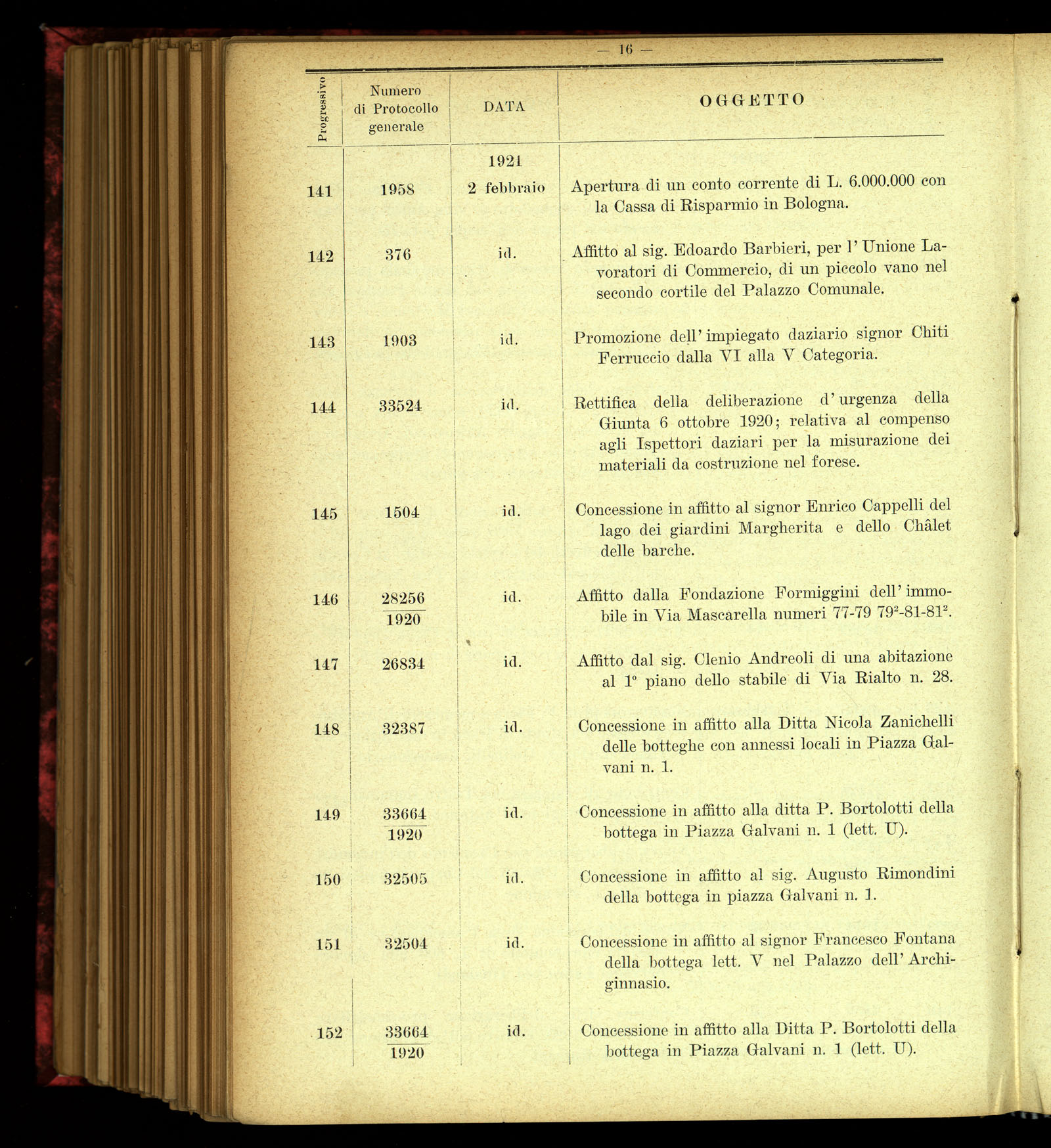 Indice volume 4.3.1923 - 5.12.1923