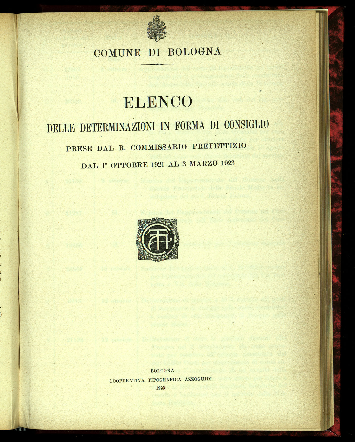 Indice volume 4.3.1923 - 5.12.1923