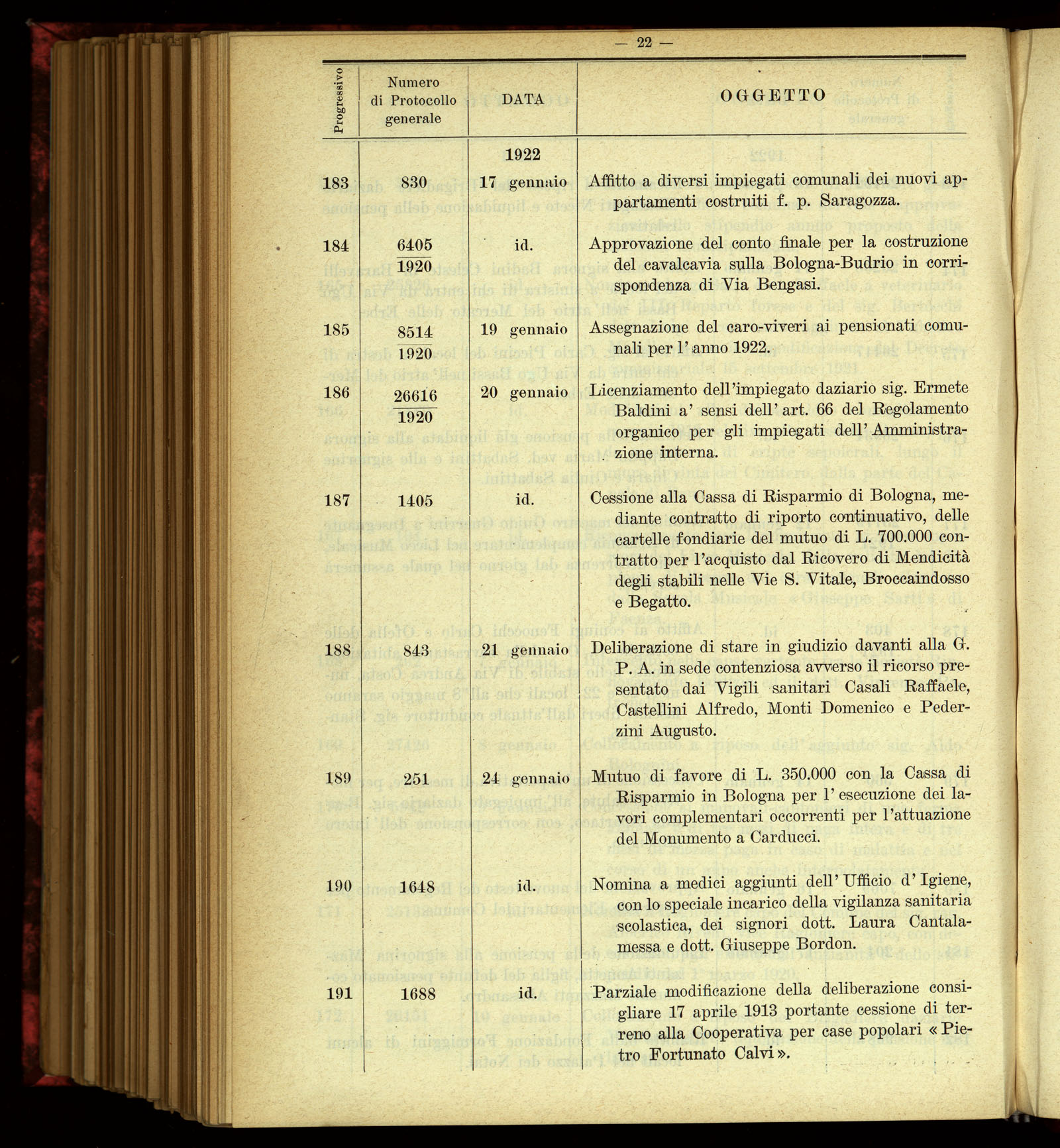 Indice volume 4.3.1923 - 5.12.1923