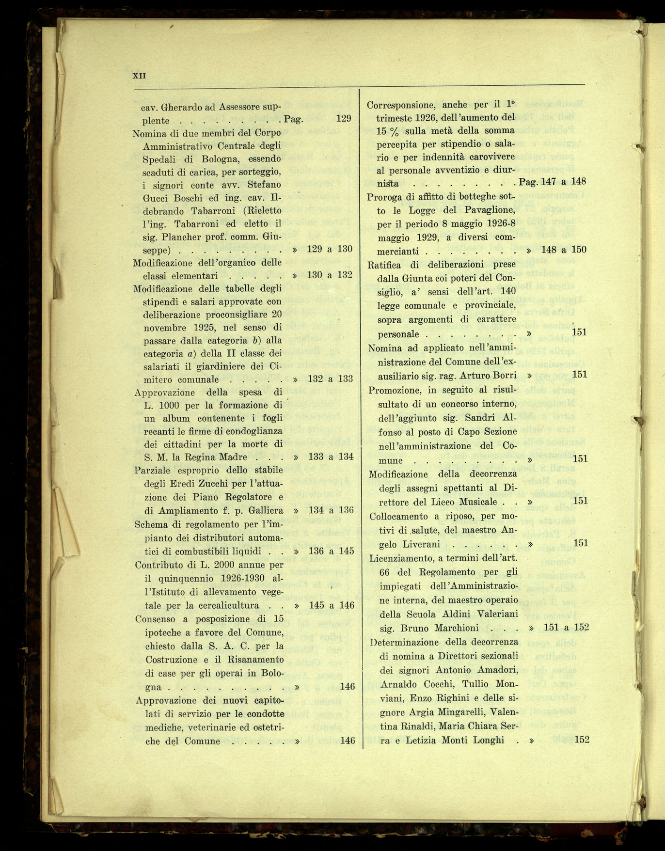 Indice volume 7.3.1926 - 23.12.1926