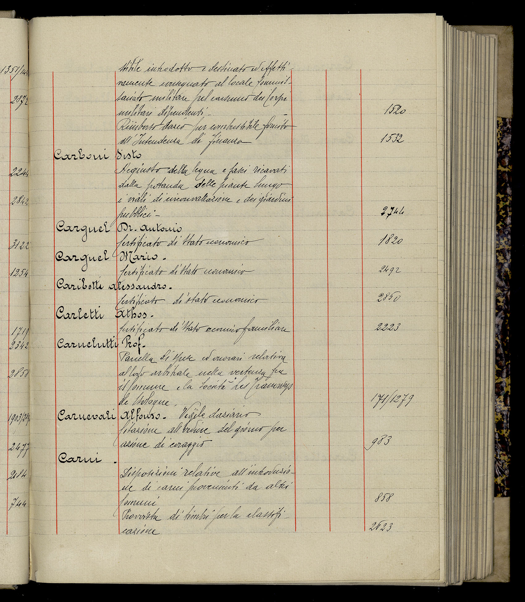 Indice volume 3.1.1927 - 30.3.1927