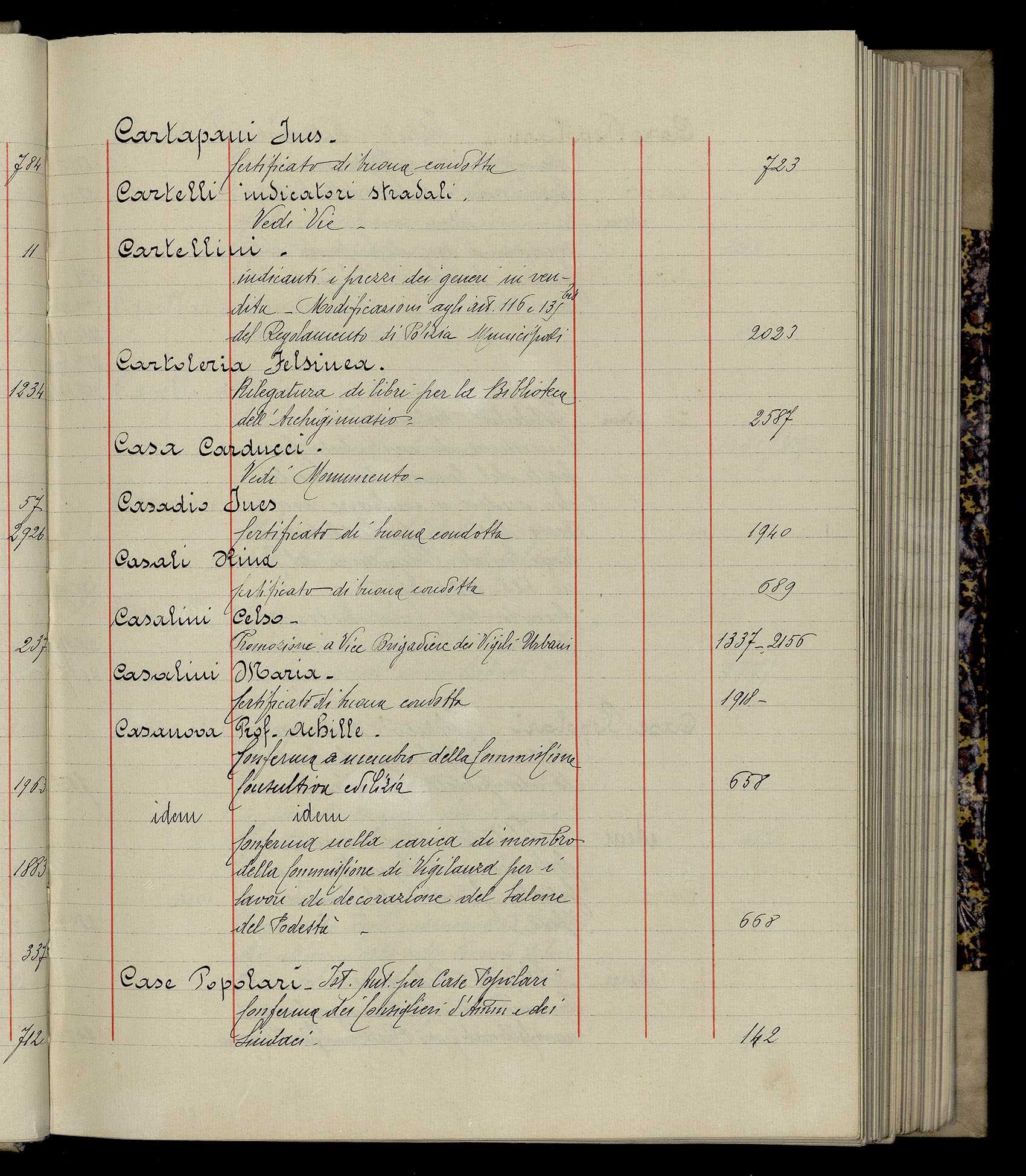 Indice volume 3.1.1927 - 30.3.1927