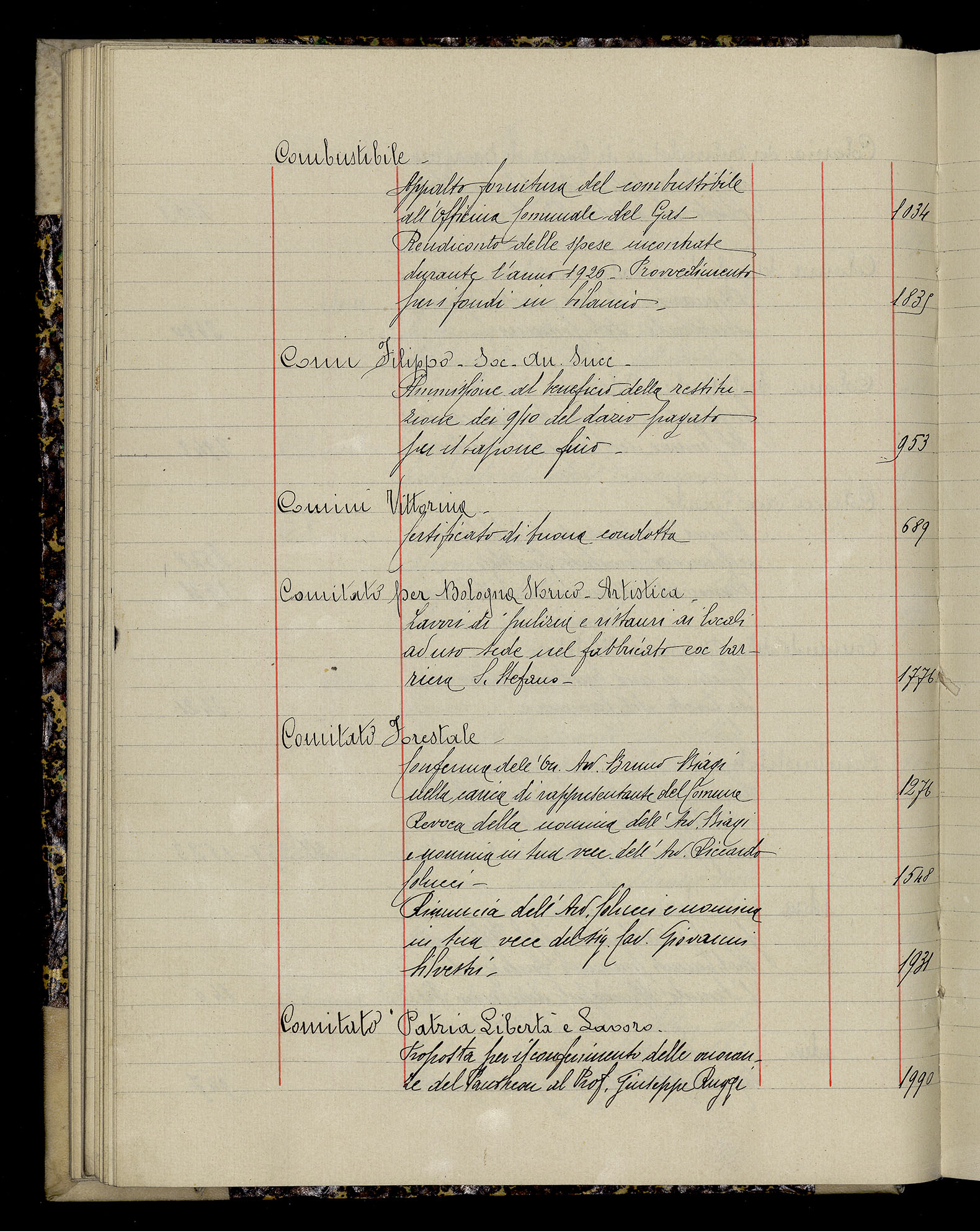 Indice volume 3.1.1927 - 30.3.1927