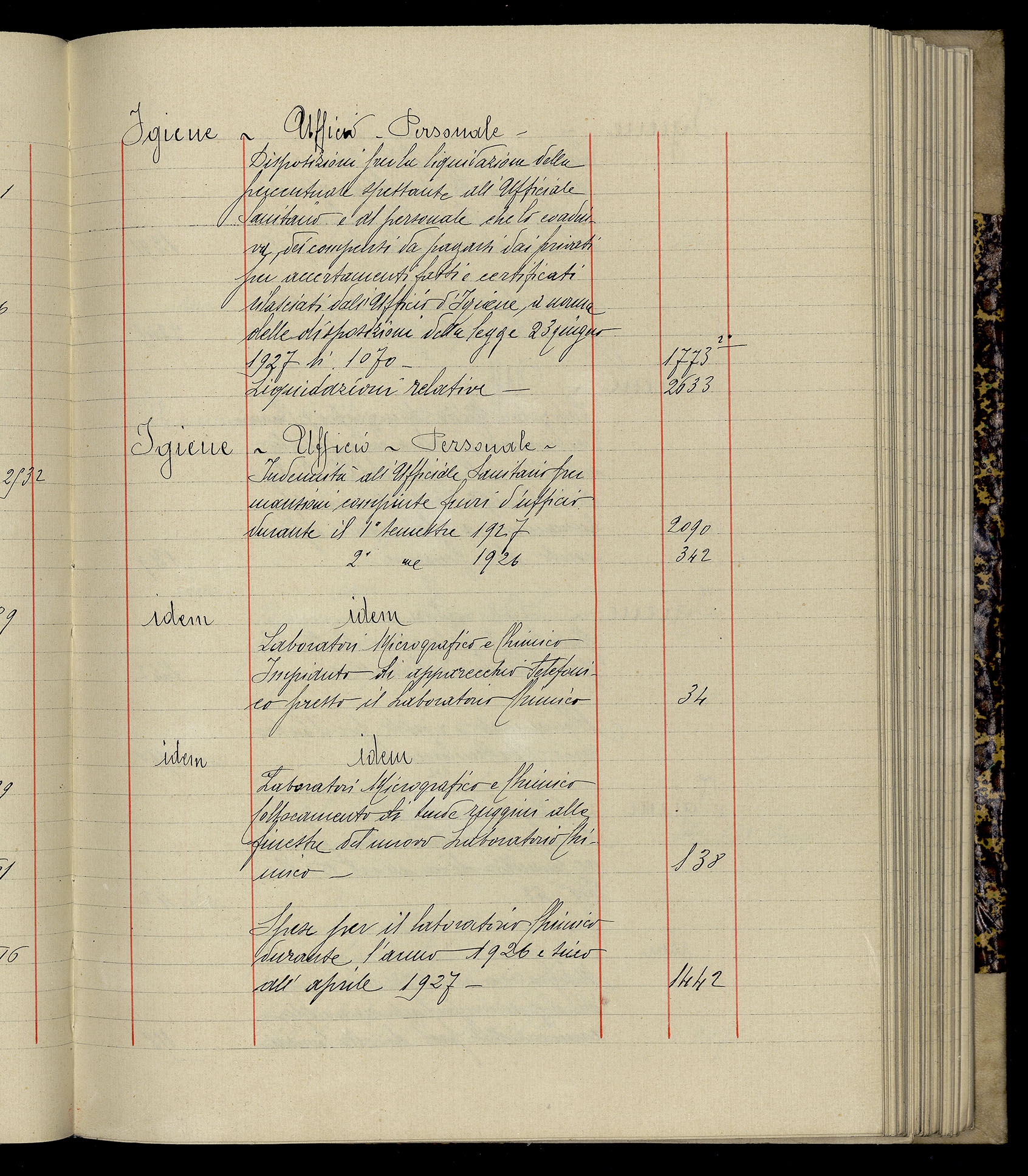 Indice volume 3.1.1927 - 30.3.1927