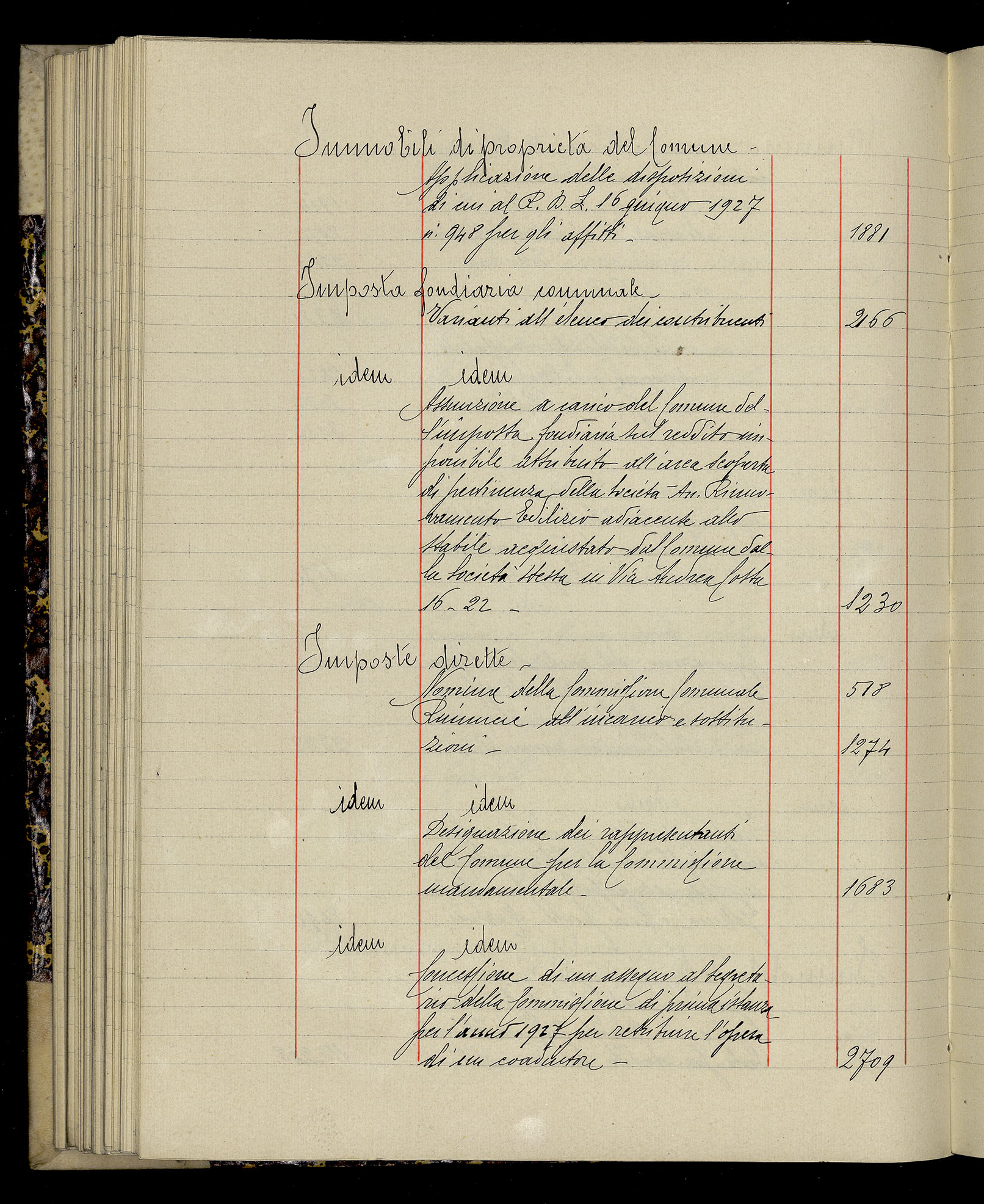 Indice volume 3.1.1927 - 30.3.1927