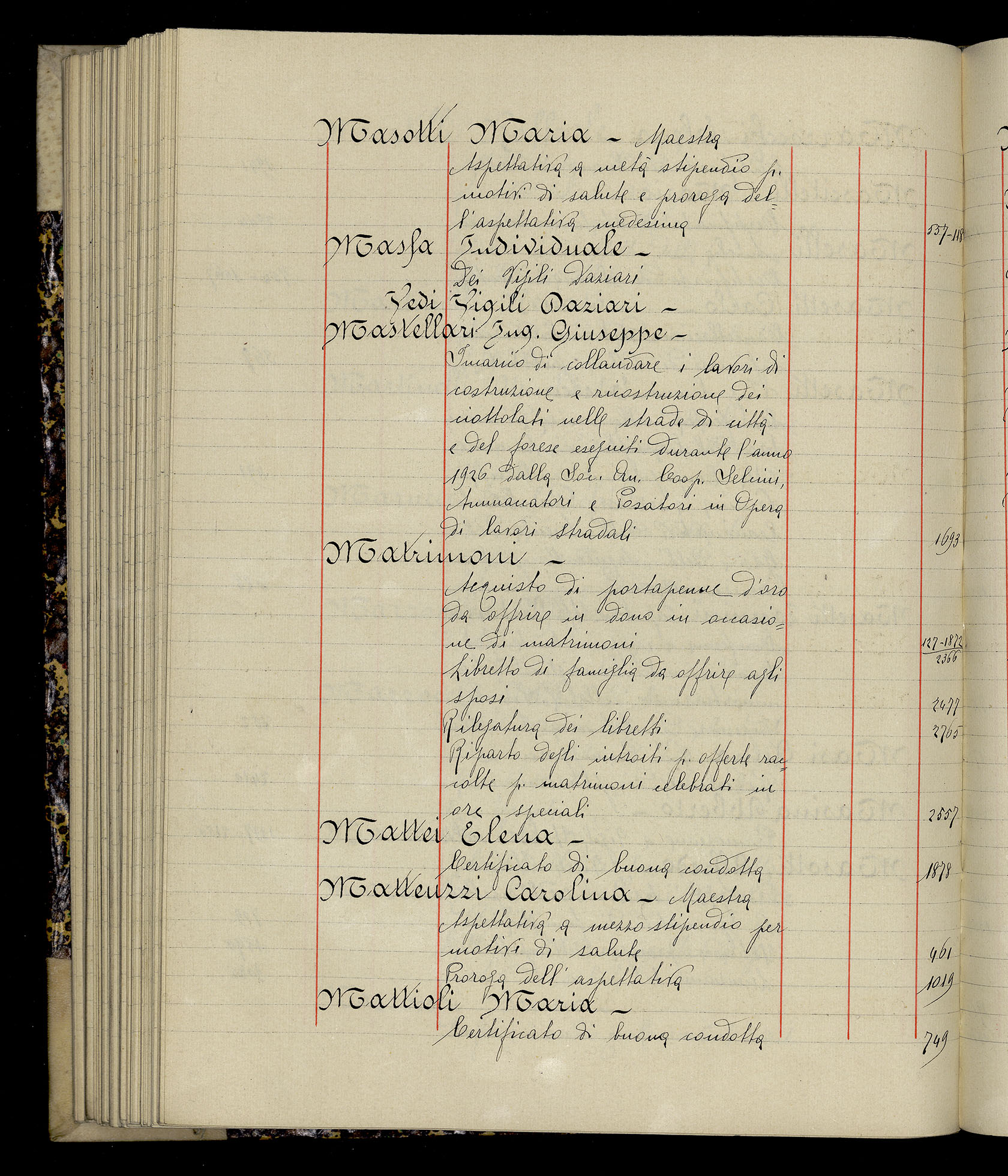 Indice volume 3.1.1927 - 30.3.1927