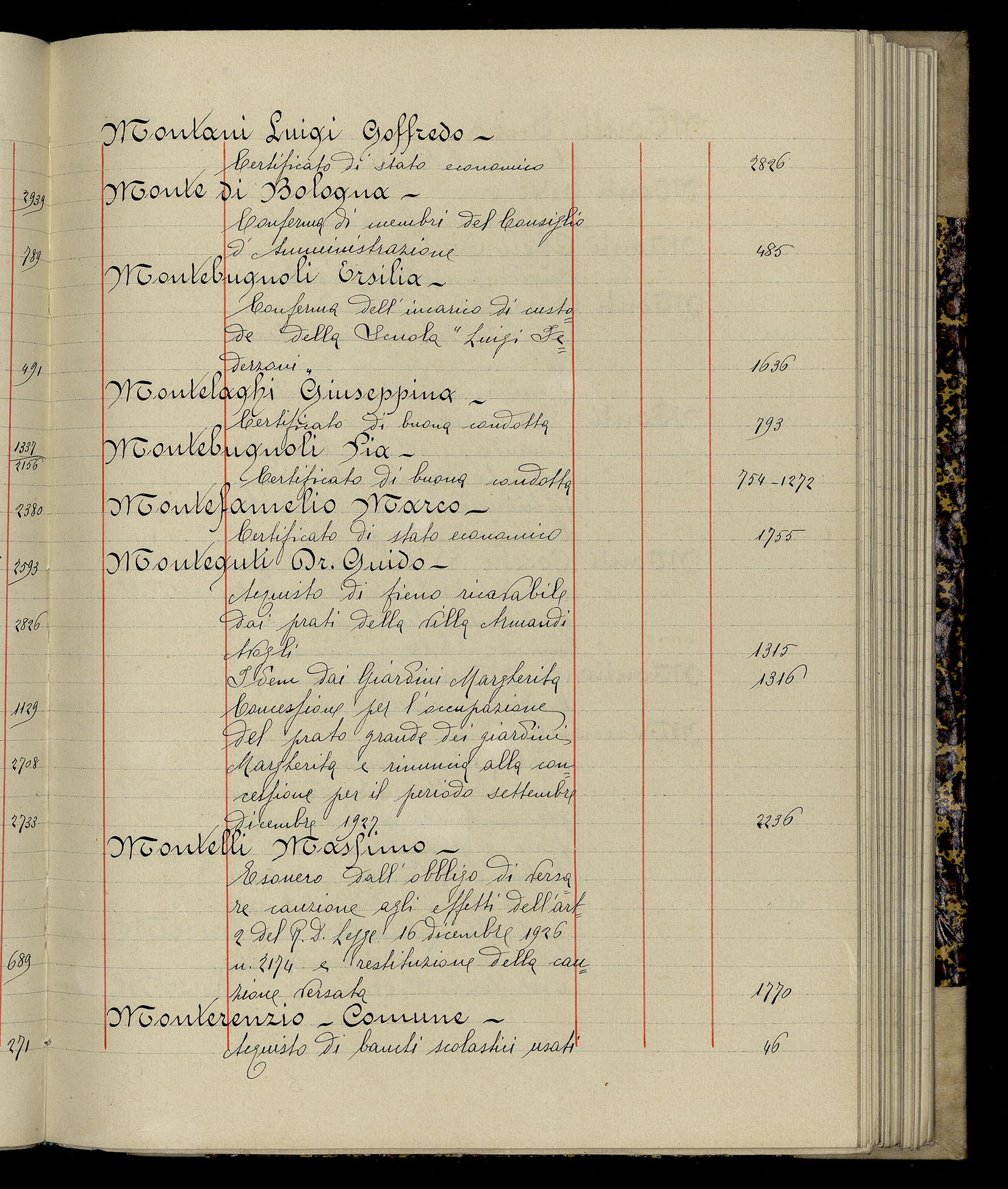 Indice volume 3.1.1927 - 30.3.1927