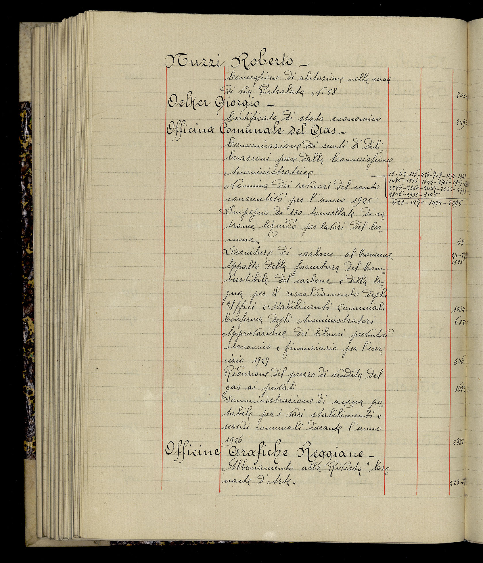 Indice volume 3.1.1927 - 30.3.1927