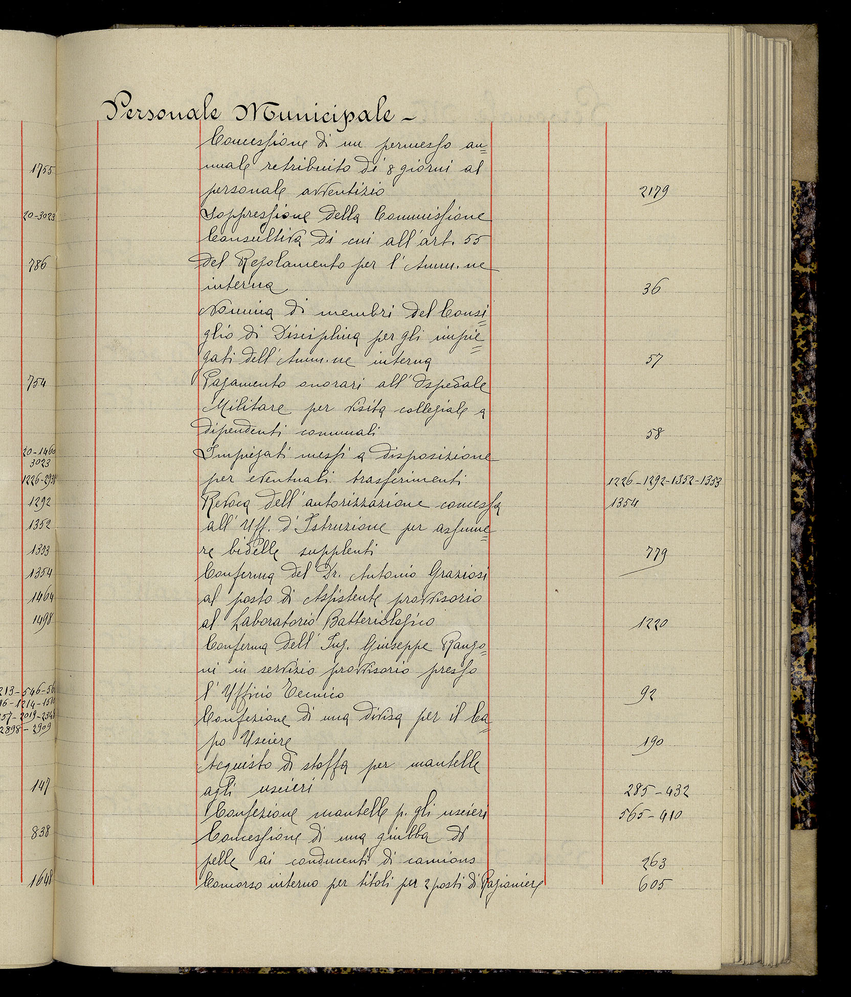 Indice volume 3.1.1927 - 30.3.1927