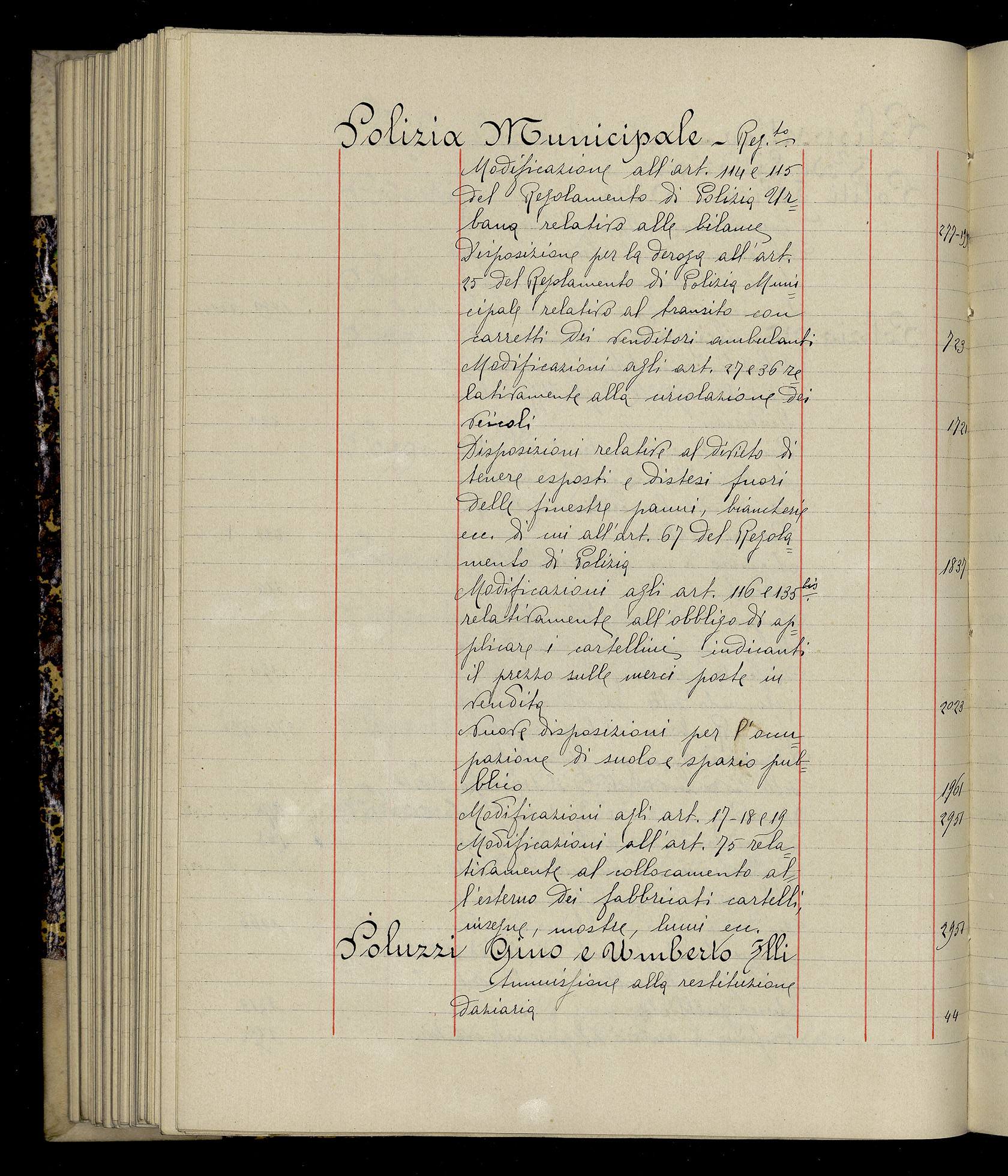 Indice volume 3.1.1927 - 30.3.1927