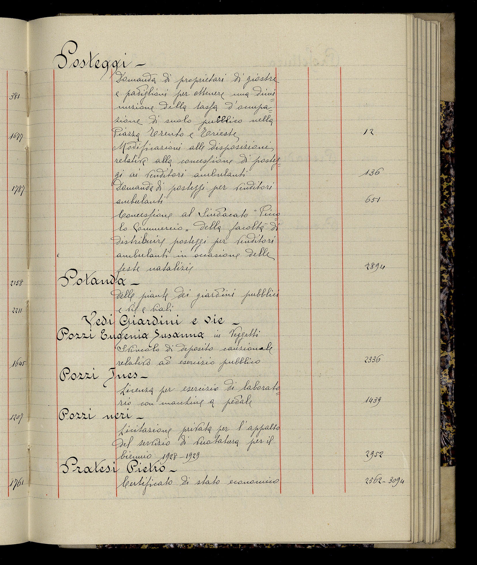 Indice volume 3.1.1927 - 30.3.1927