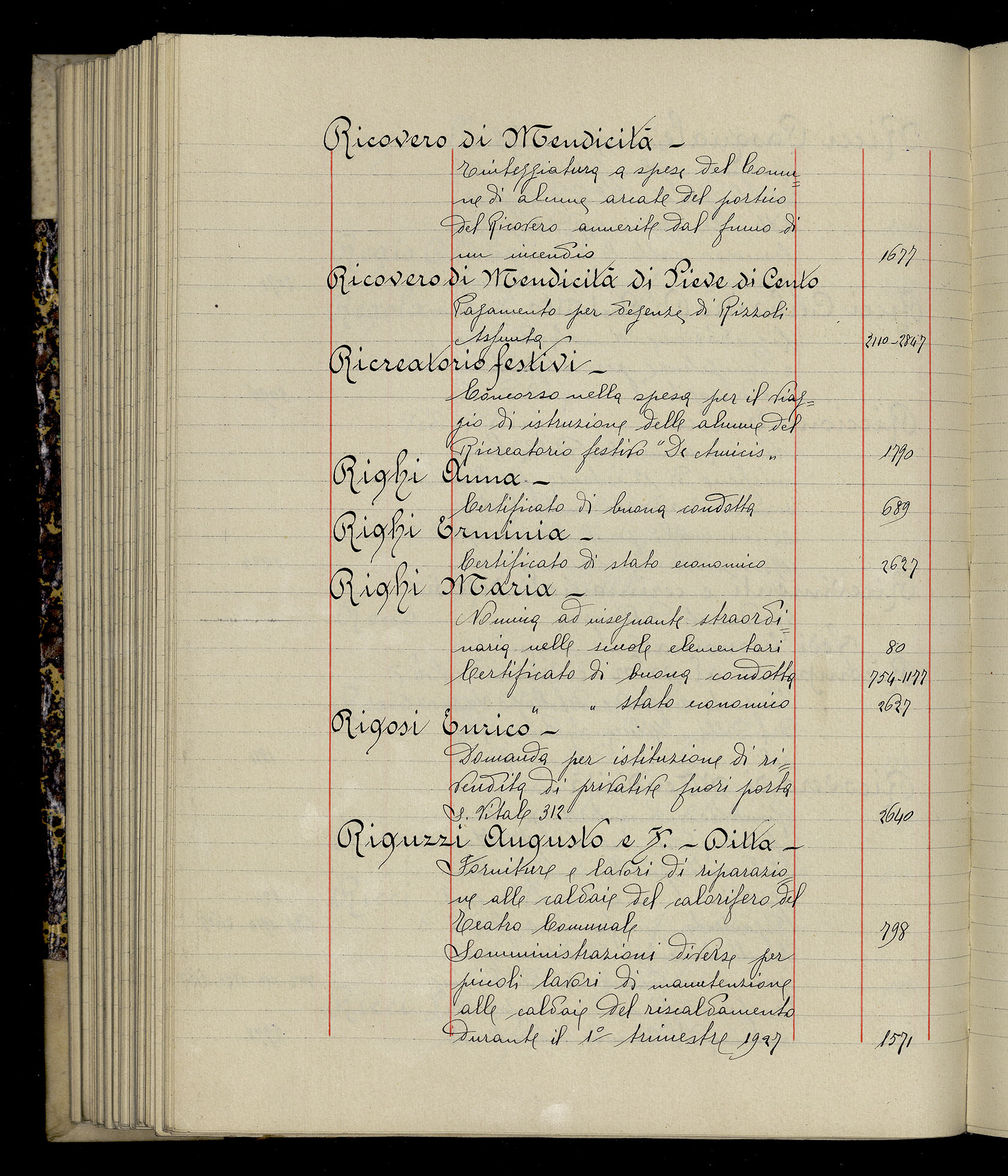 Indice volume 3.1.1927 - 30.3.1927