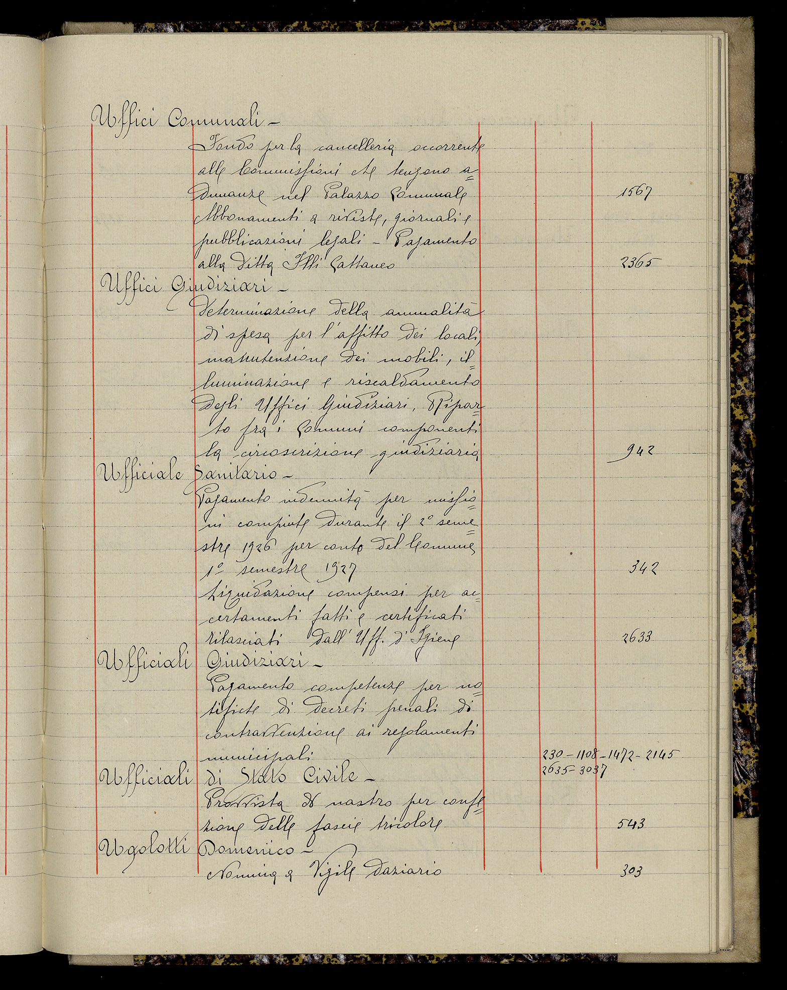 Indice volume 3.1.1927 - 30.3.1927